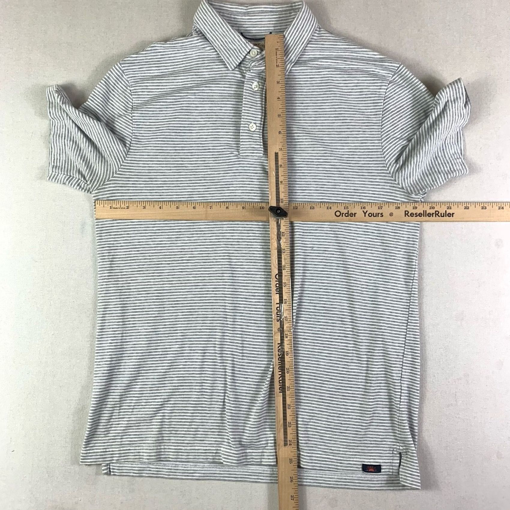 Faherty Faherty Polo Shirt Mens Medium Gray White Striped Short Sleeve Pocket Classic Size US M / EU 48-50 / 2 - 3 Thumbnail