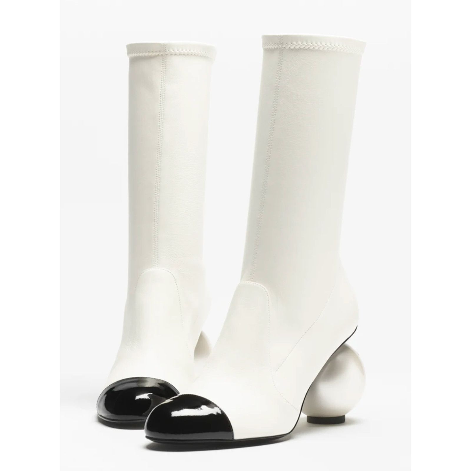 Chanel Ball Heel CC Logo Stretch Leather Midcalf Boot 40 Size US 10 / IT 40 - 14 Thumbnail