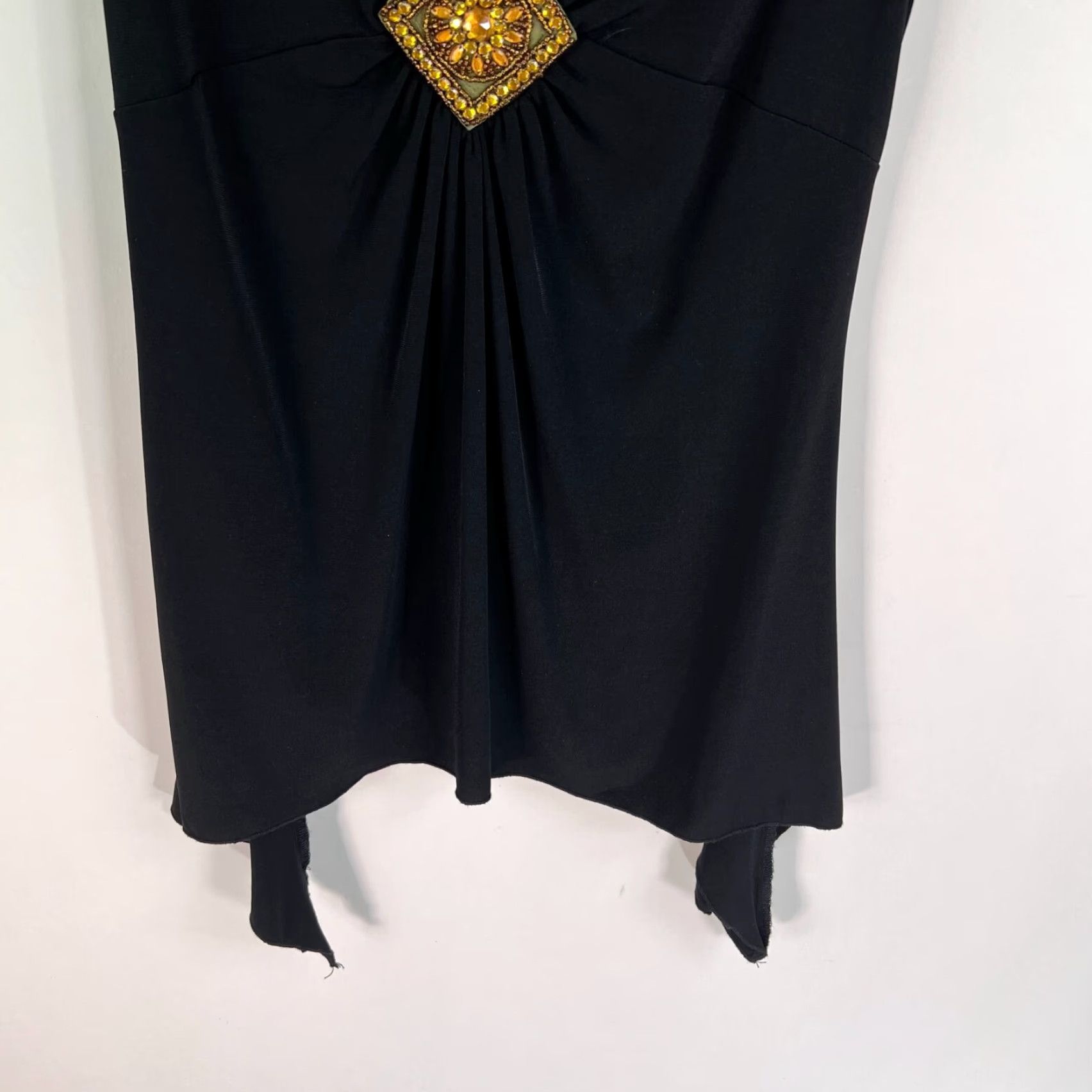 Vintage JFW Just For Wraps Embellished Ruched Tank Top JR's Size L Black Womens Size L / US 10 / IT 46 - 3 Thumbnail