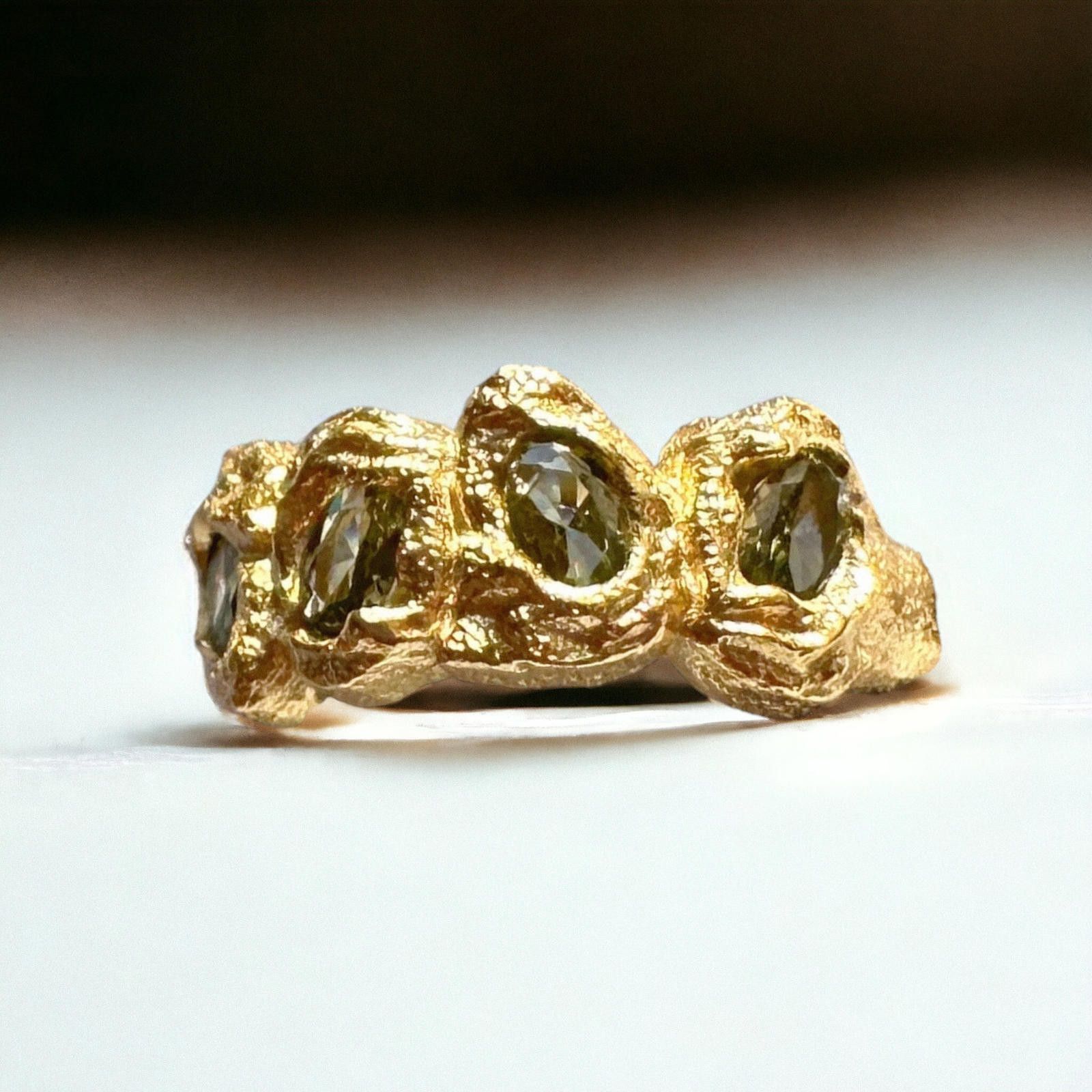 Jewelry Irregular chunky liquid ring, Gold nugget molten metal ring Size ONE SIZE - 3 Thumbnail