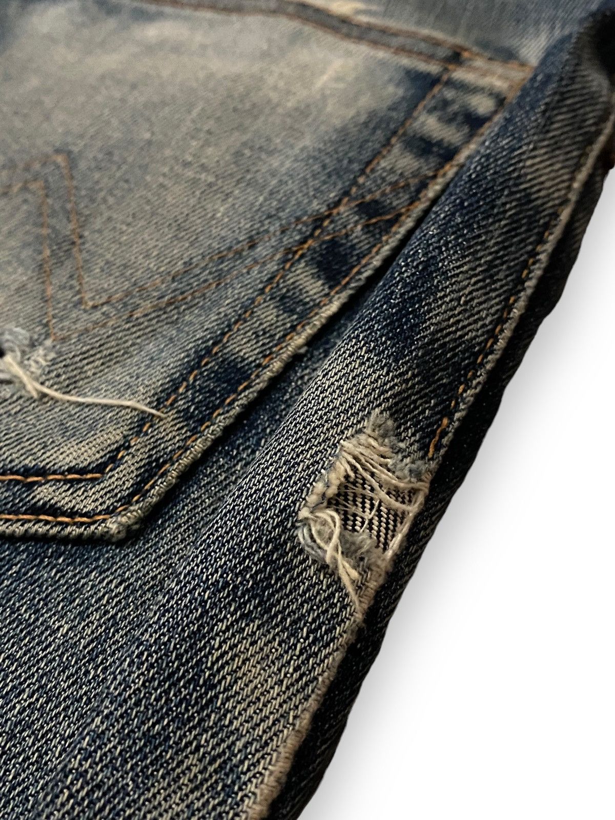 Vintage Edwin 403 W-Flex Dirty Washed Distress Straight Cut