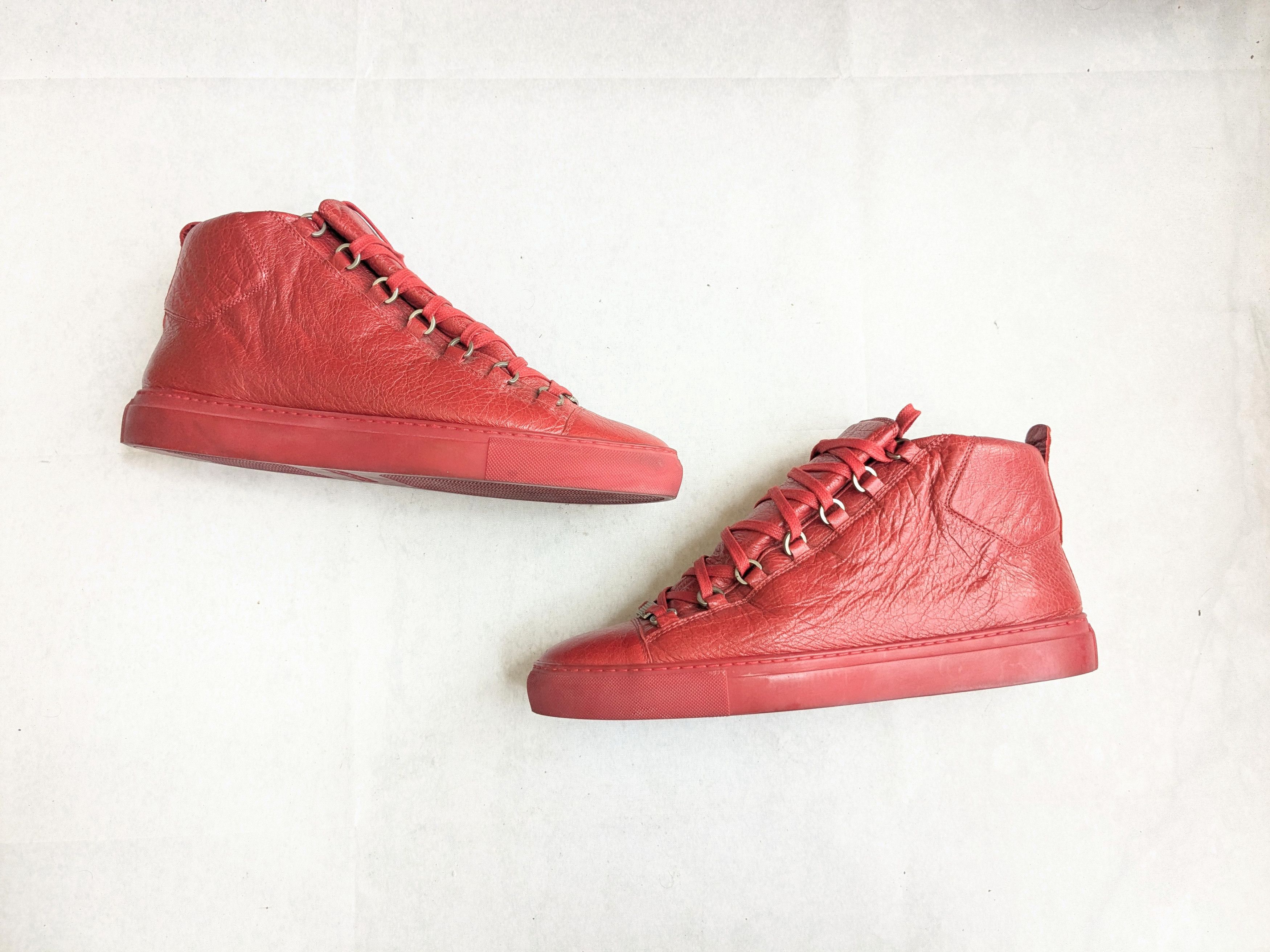 Balenciaga Balenciaga Arena Sneakers Red 12 High Tops Leather Size US 12 / EU 45 - 1 Thumbnail