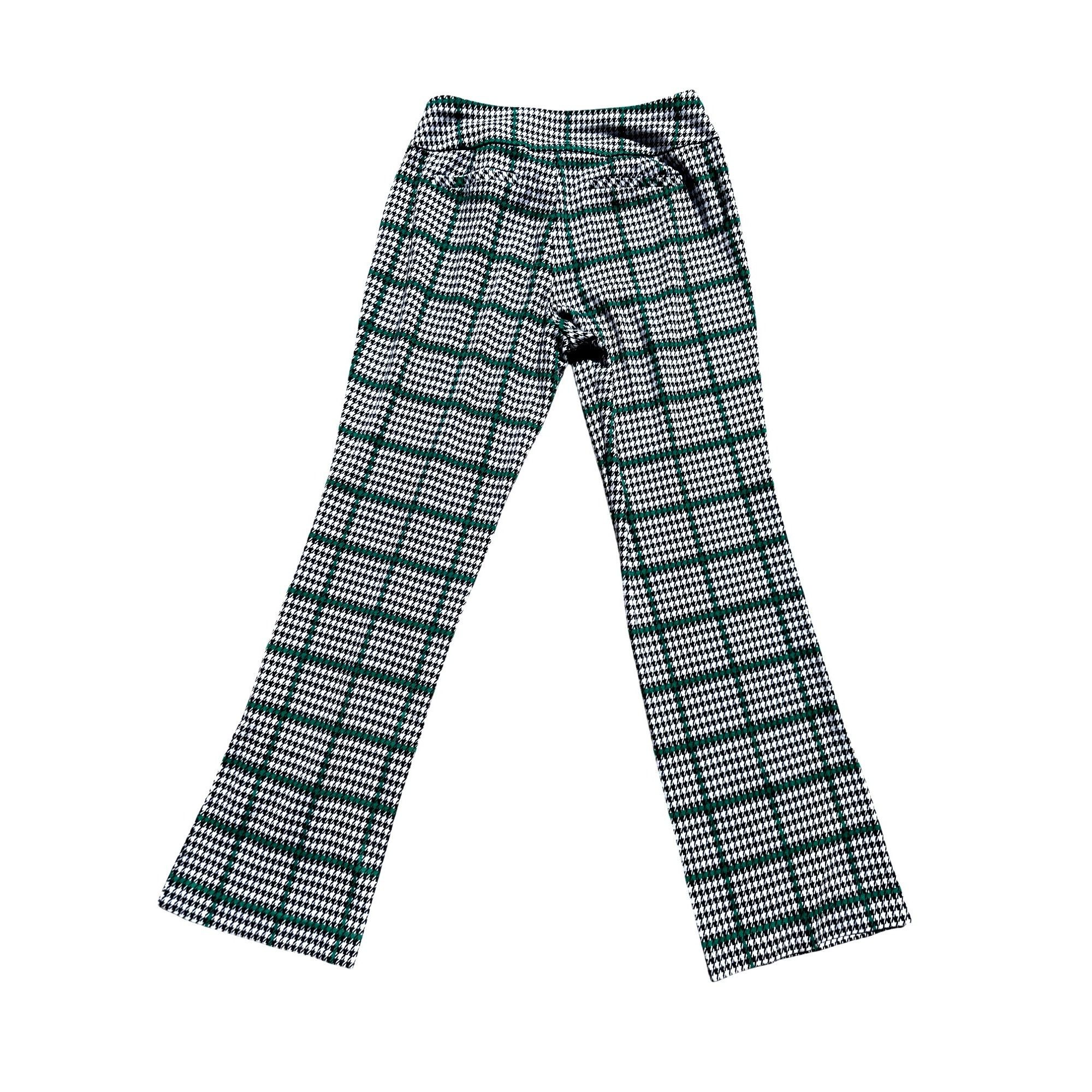 Other 7th Avenue Large Houndstooth Plaid Pants Green Black Stretch Size 35" - 6 Thumbnail