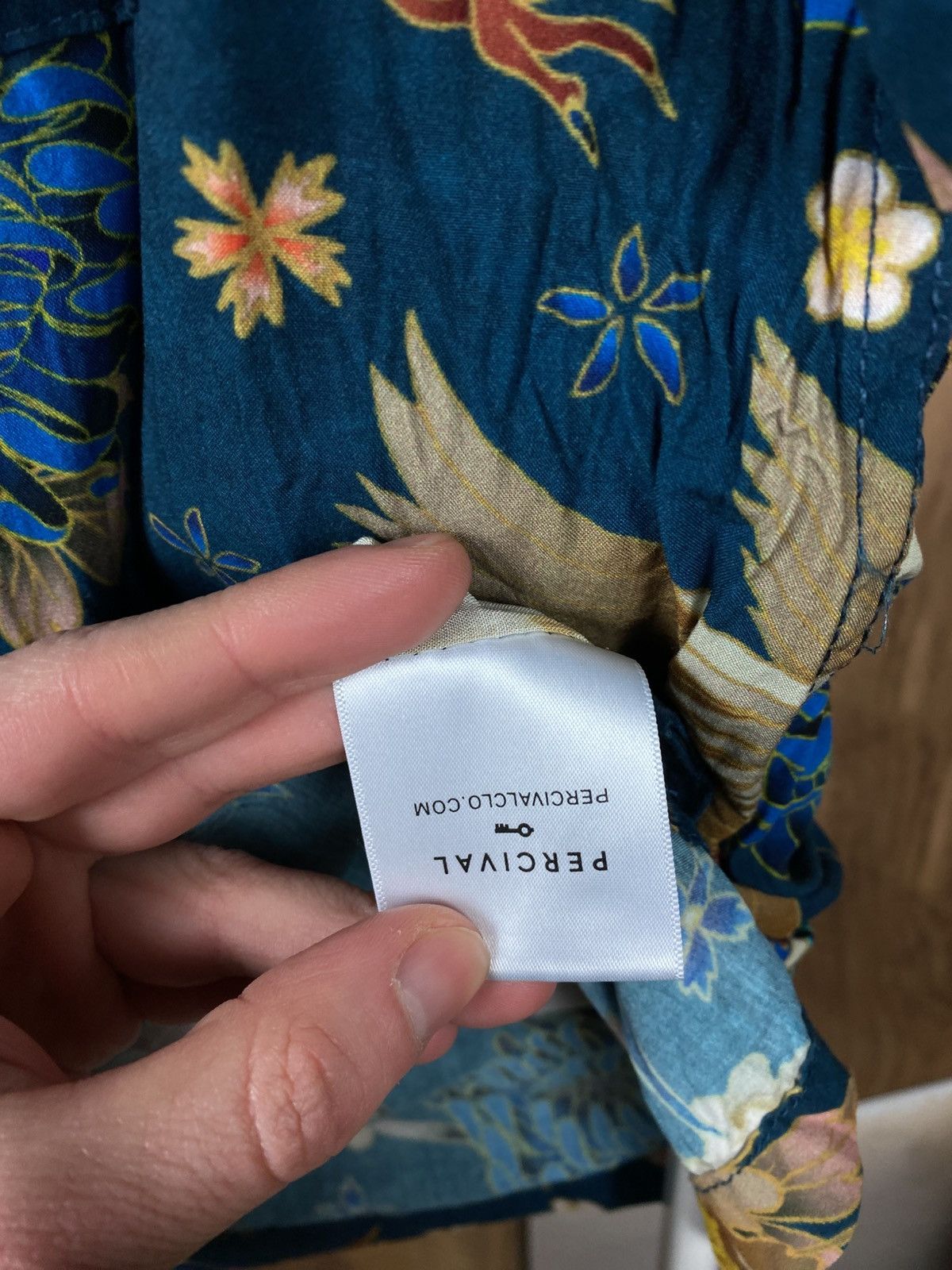 Percival 🦚Shirt Short Sleeve Percival Stork And Flowers Overprint🦚 Size US S / EU 44-46 / 1 - 11 Thumbnail