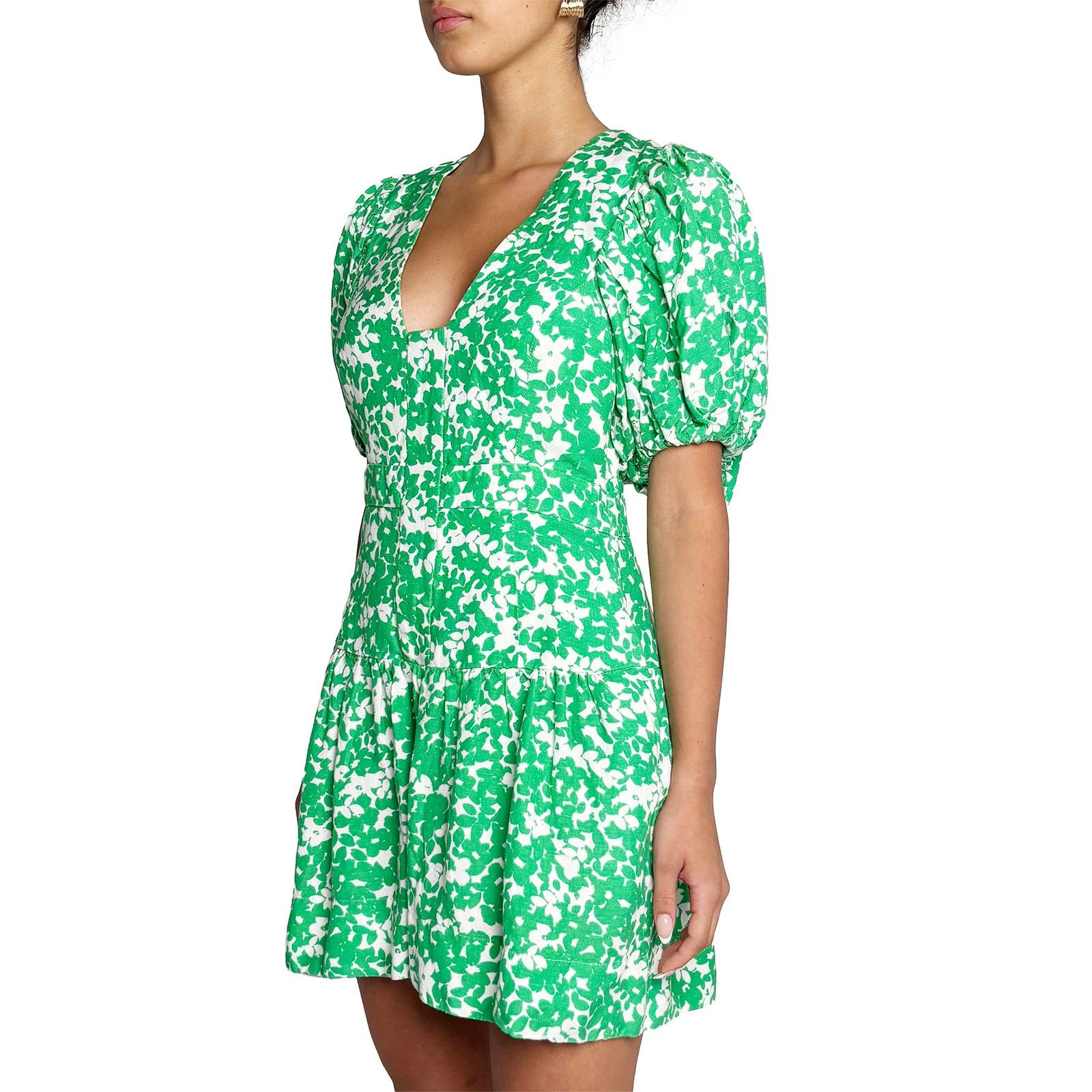 Shona Joy Green mini dress- puffy sleeves Size S / US 4 / IT 40 - 3 Thumbnail
