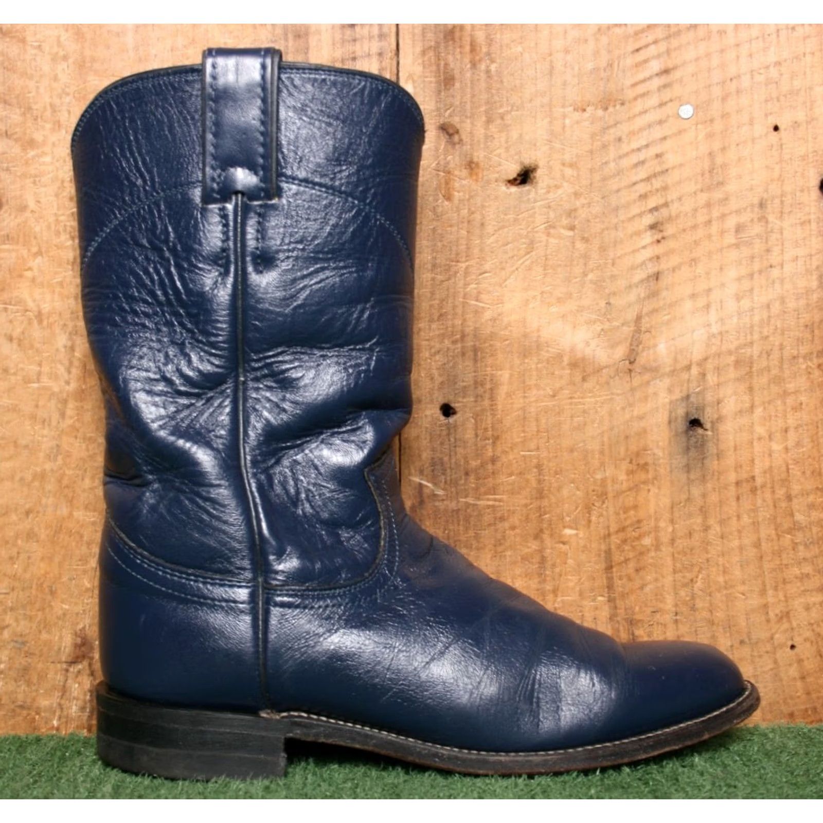 Justin Boots VINTAGE Justin Boots Western Boot Womens Size 6C Navy Blue Leather Pull On Mid-Calf Casual Cowboy Shoes Size US 6 / IT 36 - 2 Thumbnail