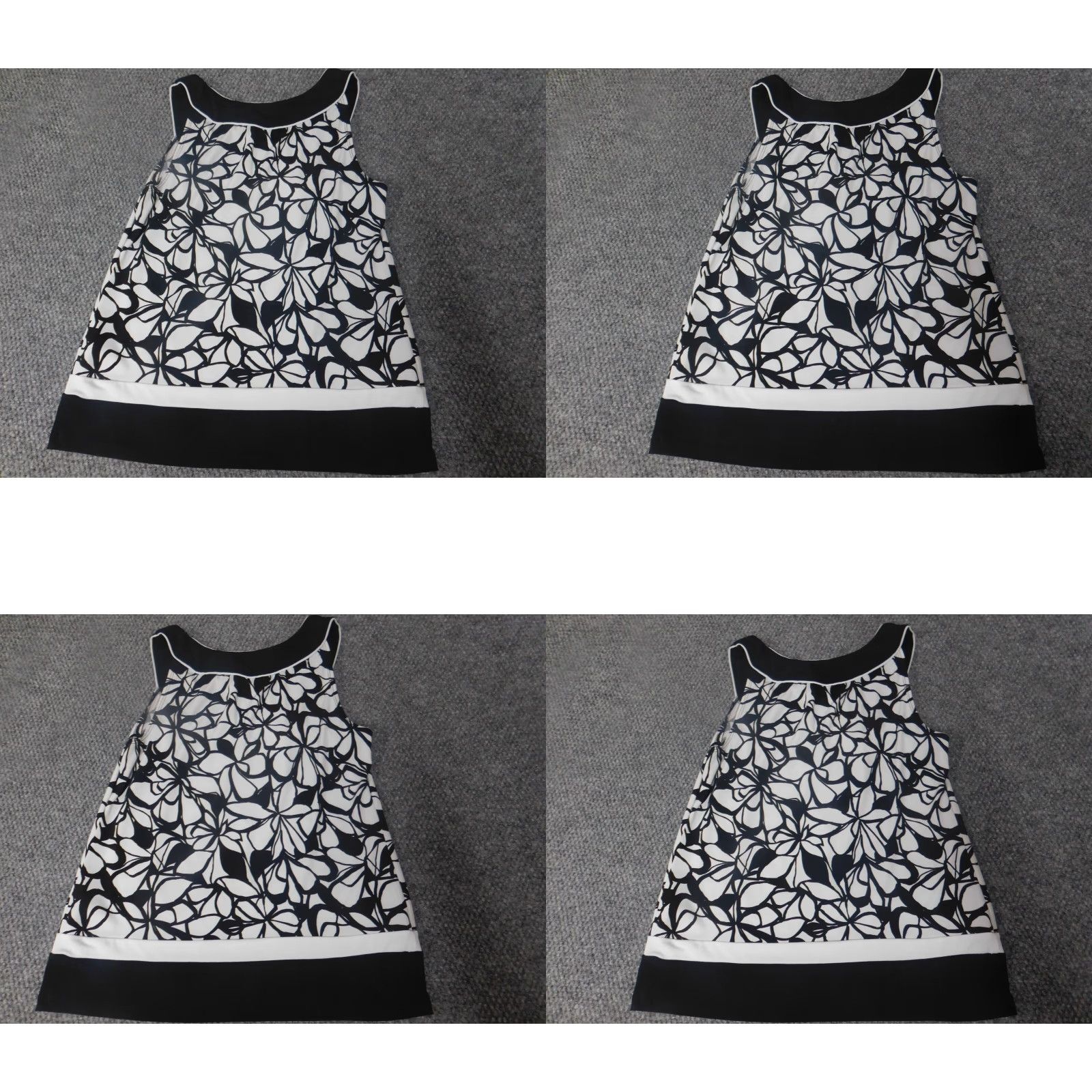 Vintage AB Studio Blouse Sleeveless Black Floral Knit Polyester Round Neck Pullover Regular Womens S Small Casual Eyelet Pleated Modern 2020s Style Girls? Size S / US 4 / IT 40 - 8 Thumbnail
