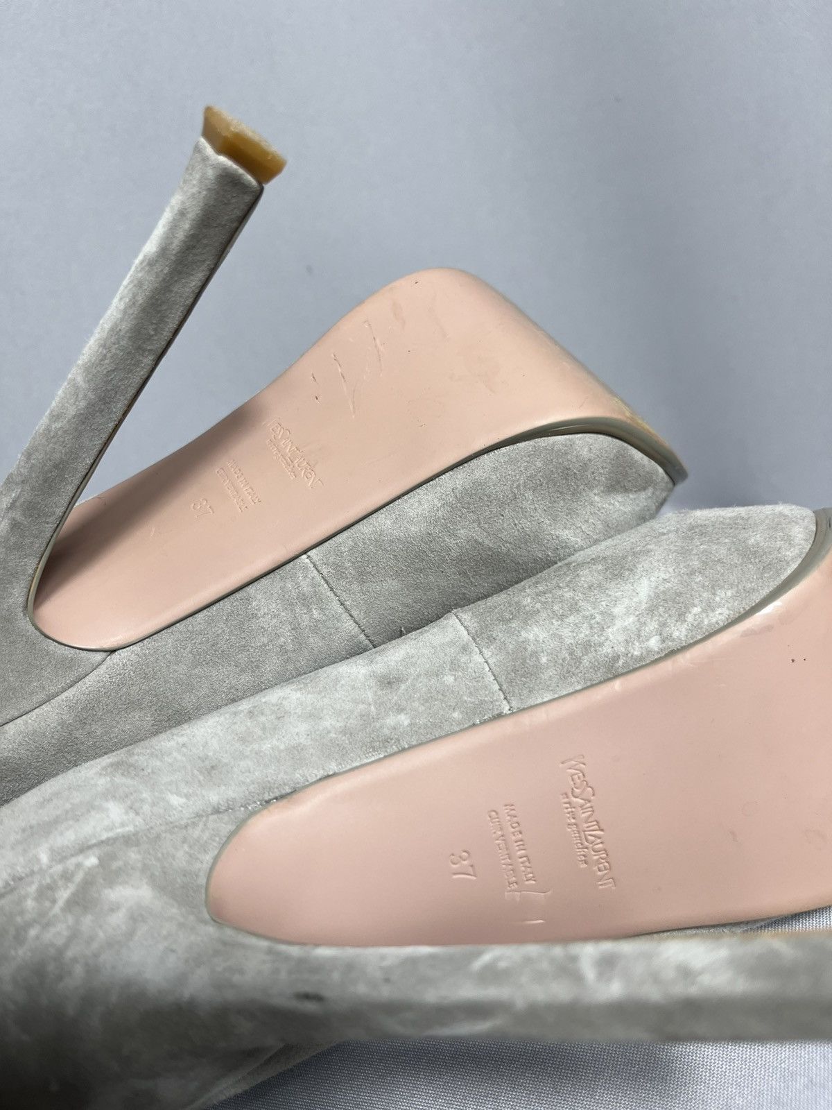 Yves Saint Laurent Yves Saint Laurent Tribute Tribtoo grey Suede Platform YSL Size US 7 / IT 37 - 9 Thumbnail