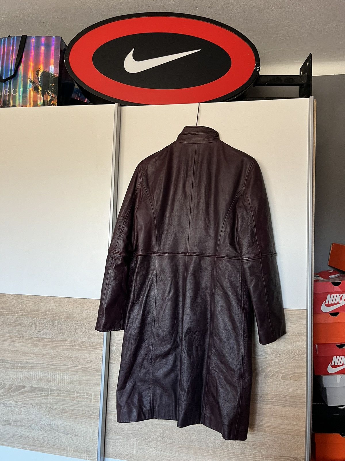 Giorgio Armani Vintage Y2K Giorgio Armani Womens Leather Coat Avant Garde Size L / US 10 / IT 46 - 8 Thumbnail