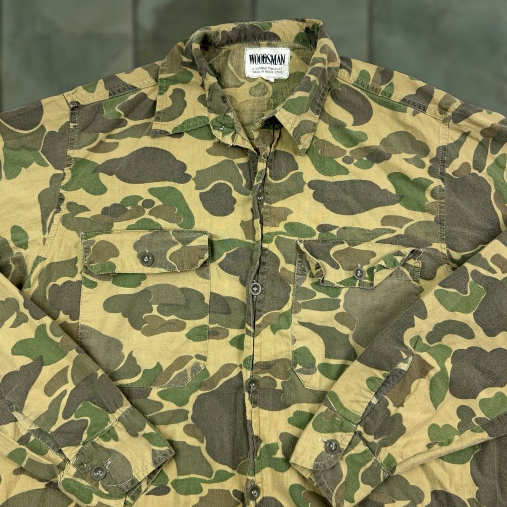 Vintage VINTAGE Woodsman Hunting Shirt Camouflage Outdoor Long Sleeve Adult Large Green 80s Men Size US L / EU 52-54 / 3 - 1 Thumbnail