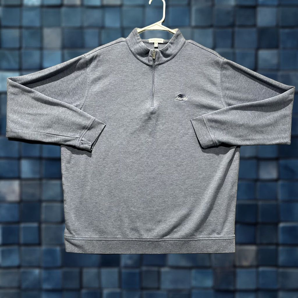 Peter Millar Peter Millar Pullover Mens XL Crown Comfort Interlock Golf 1/4 Zip Shadow Wood Blue Crown Comfort Interlock Pullover XL Mens Golf Shirt Size US XL / EU 56 / 4 - 1 Thumbnail
