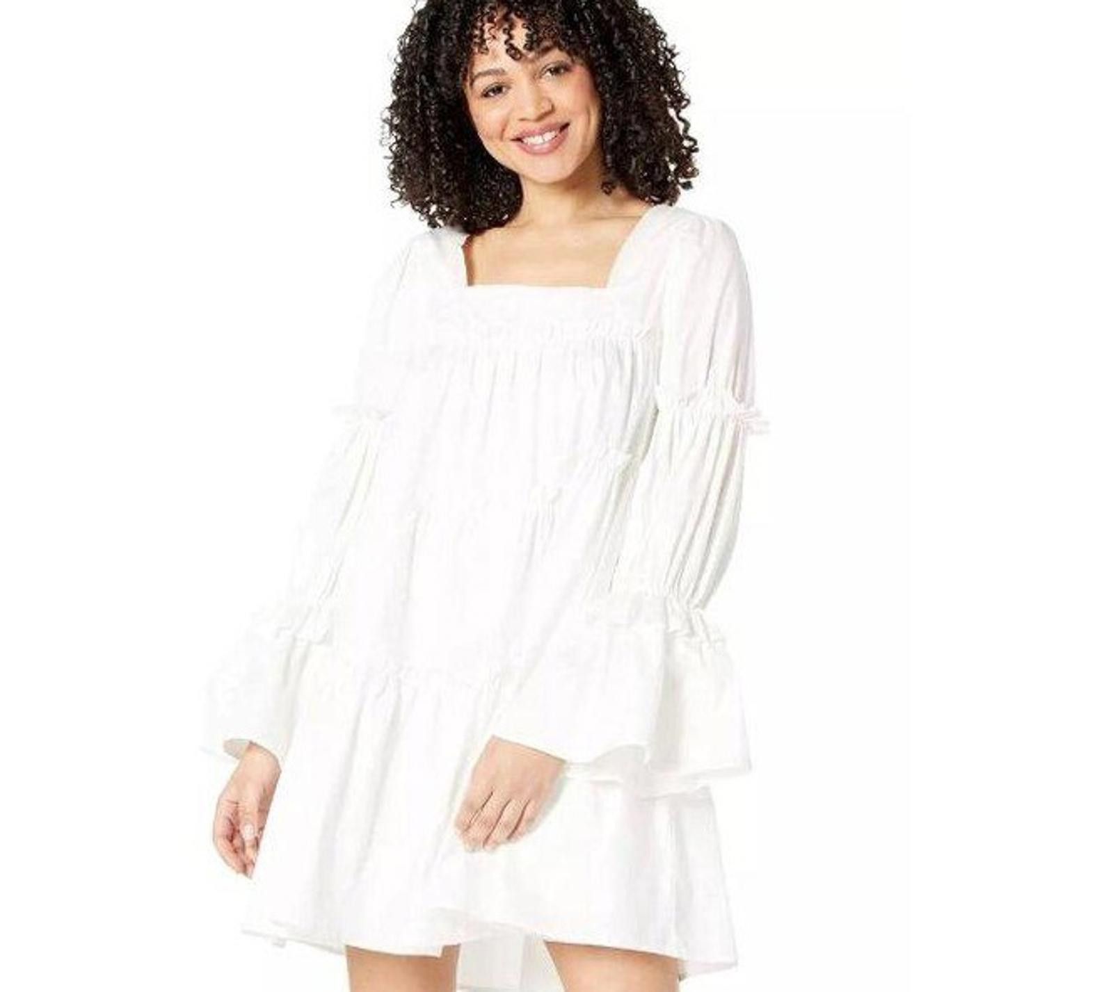 Designer Moon River Womens White Long-Sleeve Ruffle Mini Dress Size M Size M / US 6-8 / IT 42-44 - 7 Thumbnail