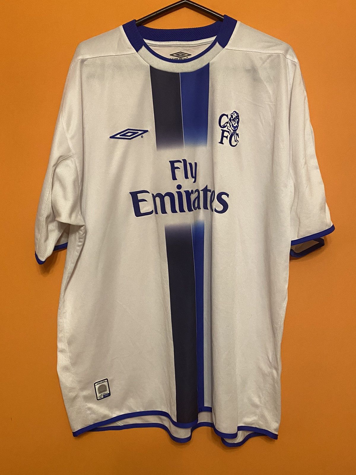 image of Vintage Chelsea Away Soccer Jersey 2003/4 in White, Men's (Size 2XL)