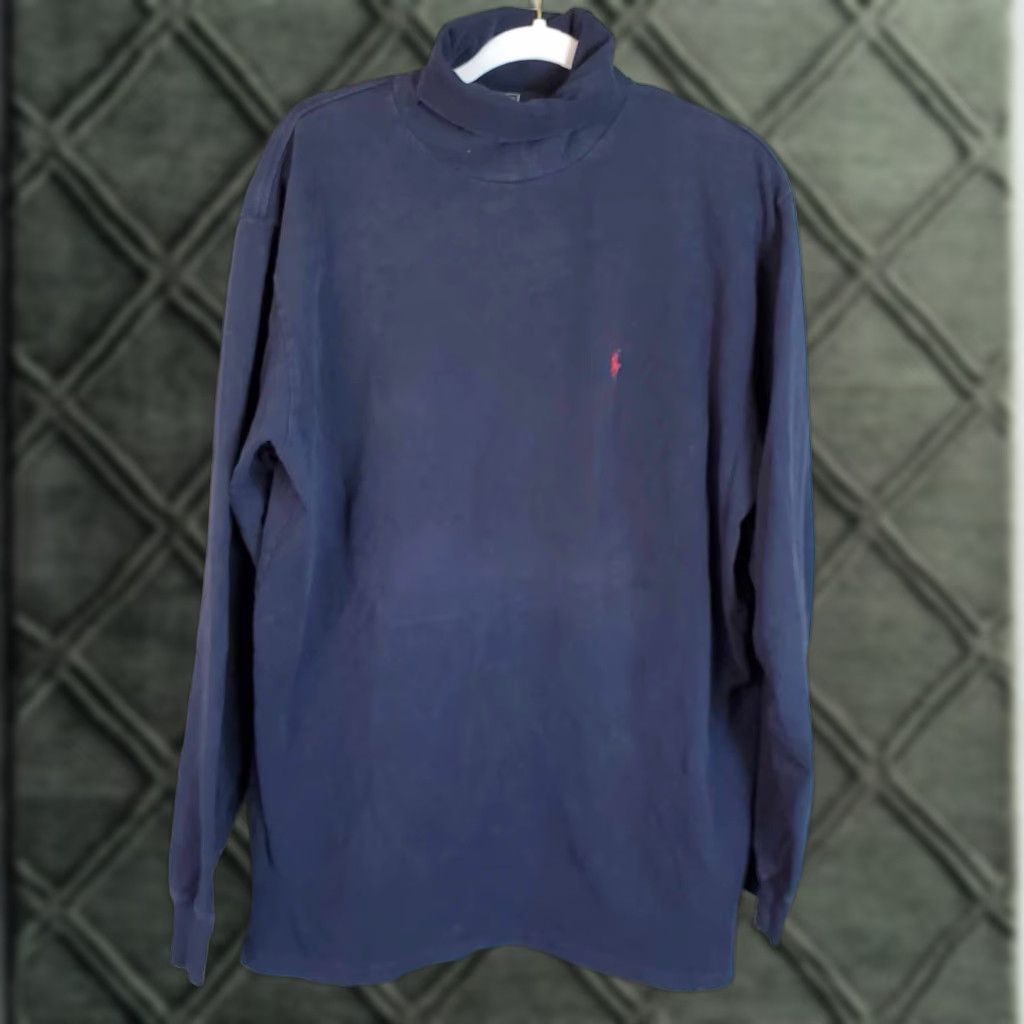 Polo Ralph Lauren VINTAGE Polo Ralph Lauren Turtleneck Sweatshirt Shirt Mens L Blue USA 90s Size US L / EU 52-54 / 3 - 1 Thumbnail