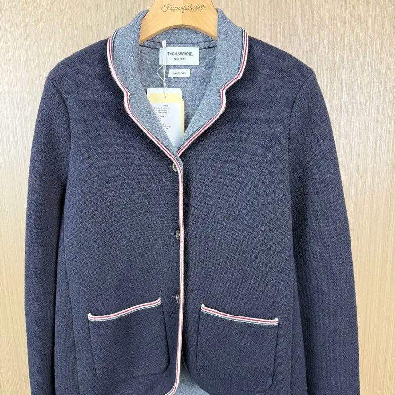 Thom Browne Thom Browne Navy Cotton Women's Cardigan 0089 Size M / US 6-8 / IT 42-44 - 1 Thumbnail