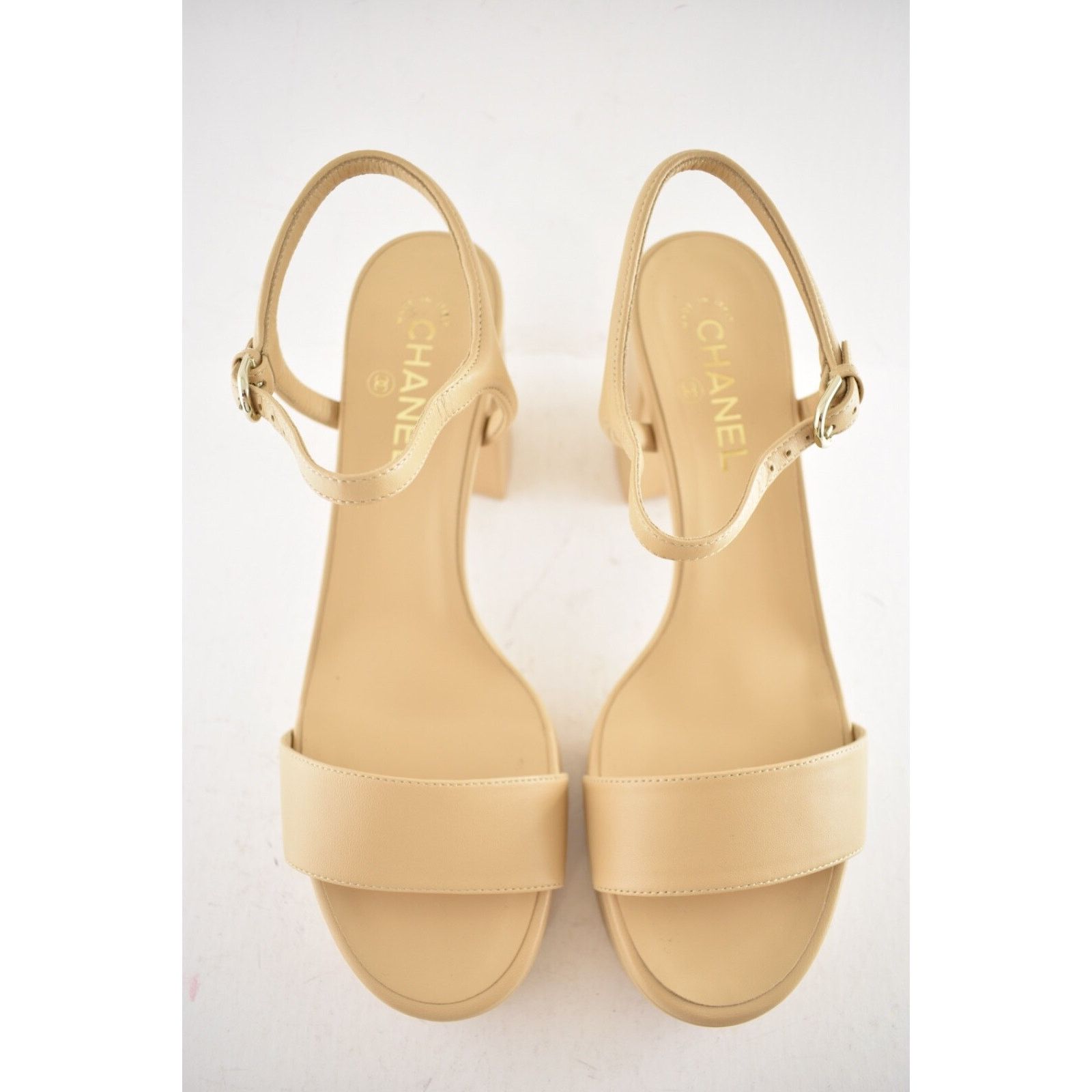 Chanel Chanel 24C Beige Nude Lambskin Leather Platform Ankle Size US 12 / IT 42 - 7 Thumbnail