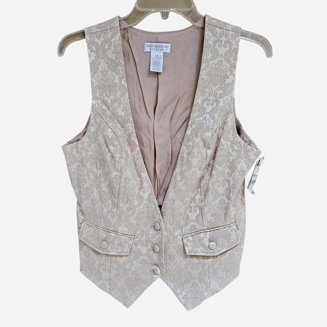 Vintage 90s y2k cottagecore coquette cream jacquard vest deadstock Size M / US 6-8 / IT 42-44 - 1 Thumbnail