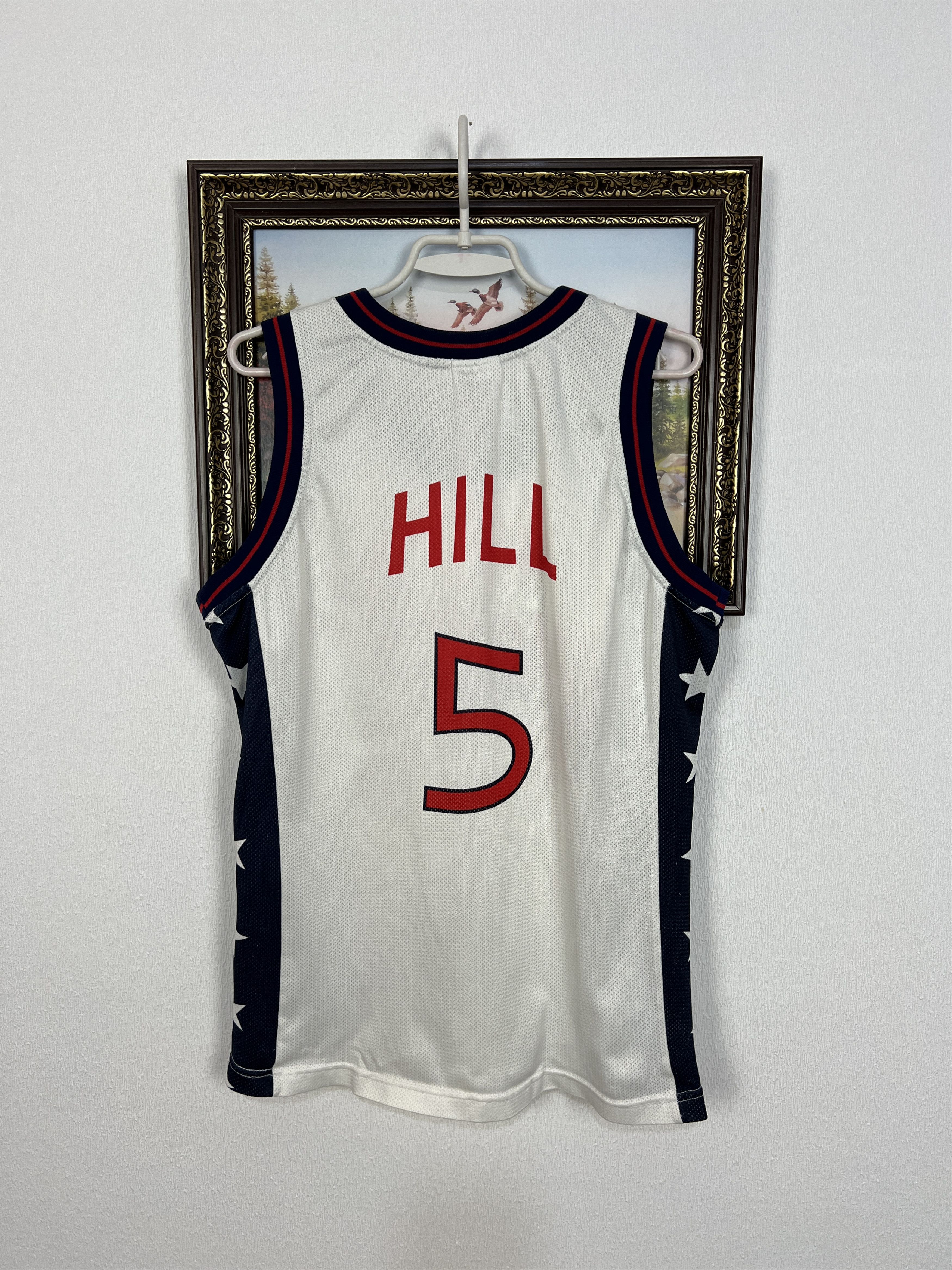 Champion Vintage 90's Champion USA Team #5 Hill White NBA Jersey Size US S / EU 44-46 / 1 - 12 Thumbnail