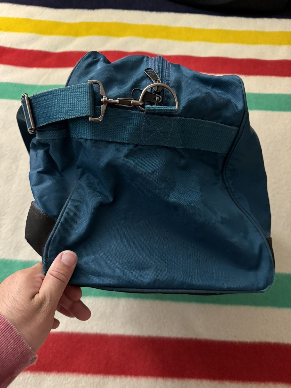 Nike × Vintage Vintage 80s 90s Purple Teal Aqua Nike Jumbo Duffle Bag BRS Size ONE SIZE - 12 Thumbnail