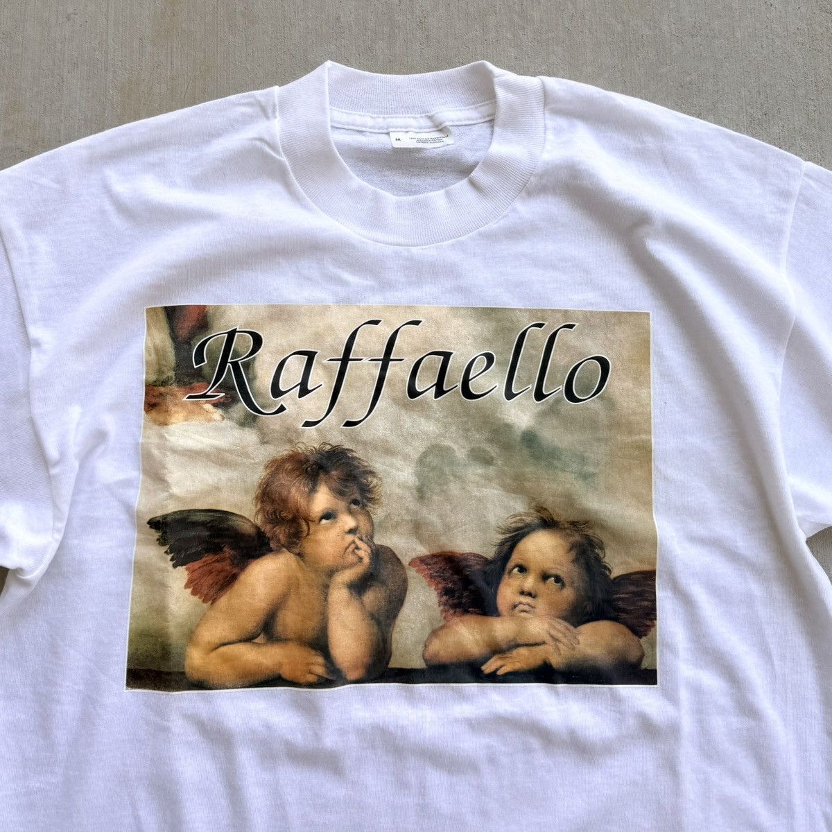 Vintage Vintage Art Tee Raffaelo Cherubs 90s Single Stitch Medium Size US L / EU 52-54 / 3 - 2 Thumbnail