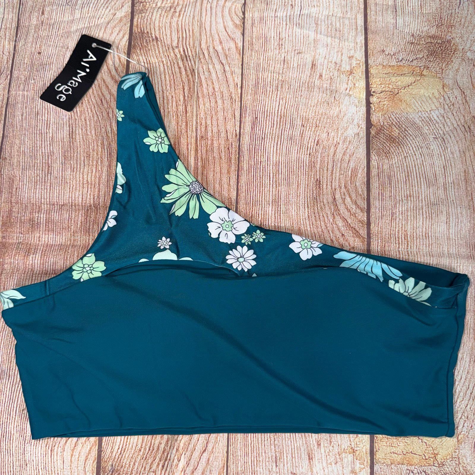 Other Aimage Large One-Shoulder Floral Bikini Top NWT Size ONE SIZE - 1 Thumbnail