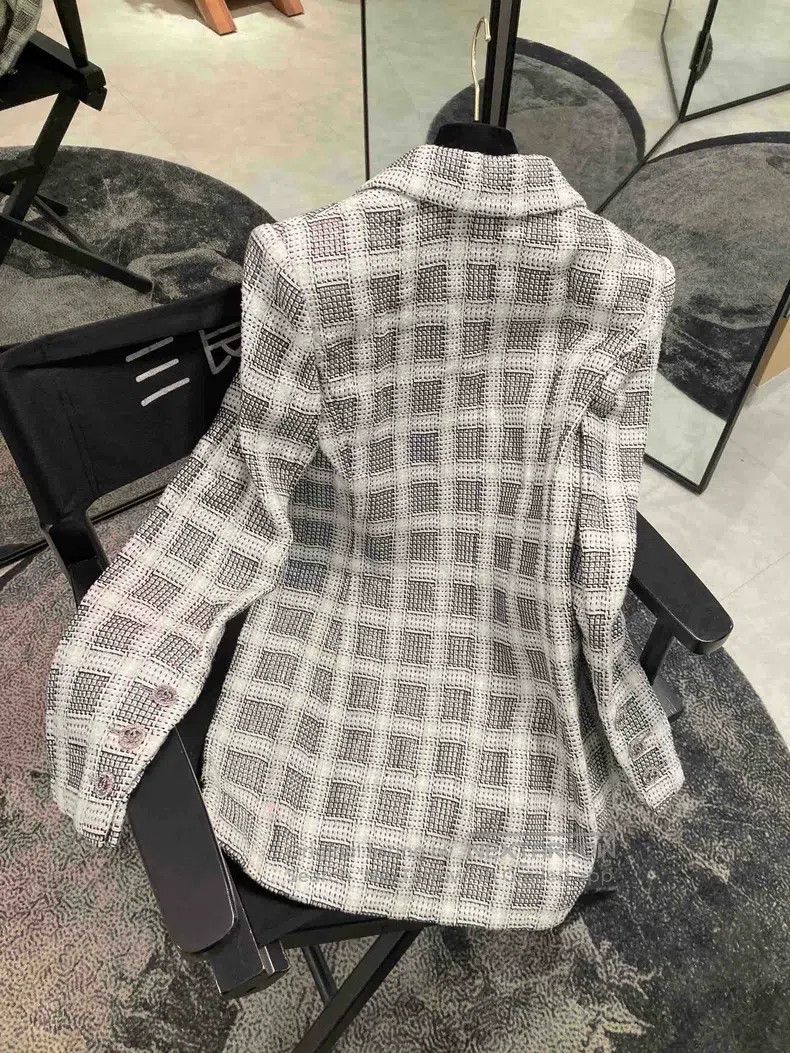 Chanel Chanel Black and white fine glitter plaid lapel jacket Size XXS / US 00 / IT 34 - 3 Thumbnail