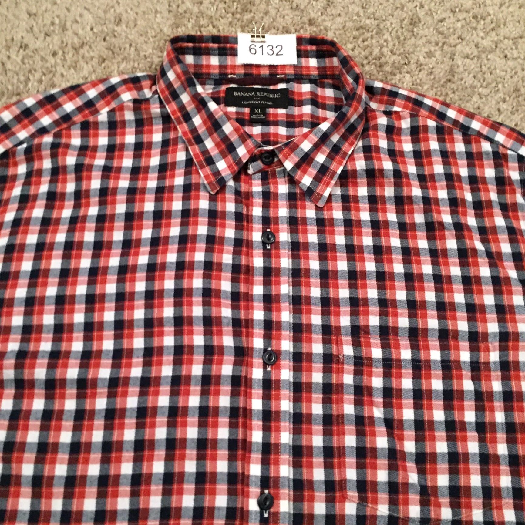 Banana Republic Banana Republic Shirt Mens XL Red Blue Plaid Long Sleeve Button Up Flannel Size US XL / EU 56 / 4 - 2 Thumbnail