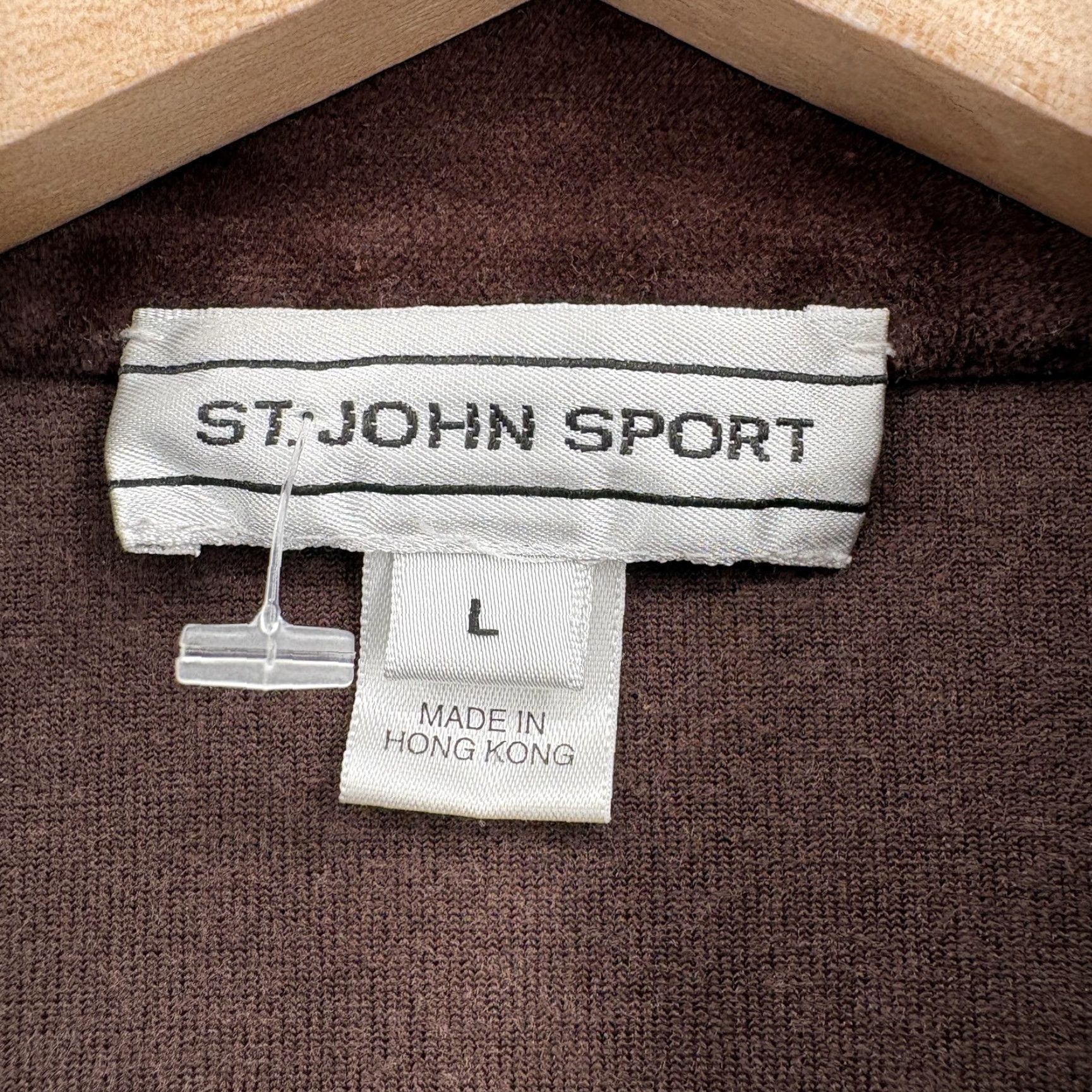 St. John St. John Sport Jacket Womens L Brown Velour Full Zip Embroidered Crest Logo Pockets Zip Collar Casual Size L / US 10 / IT 46 - 3 Thumbnail