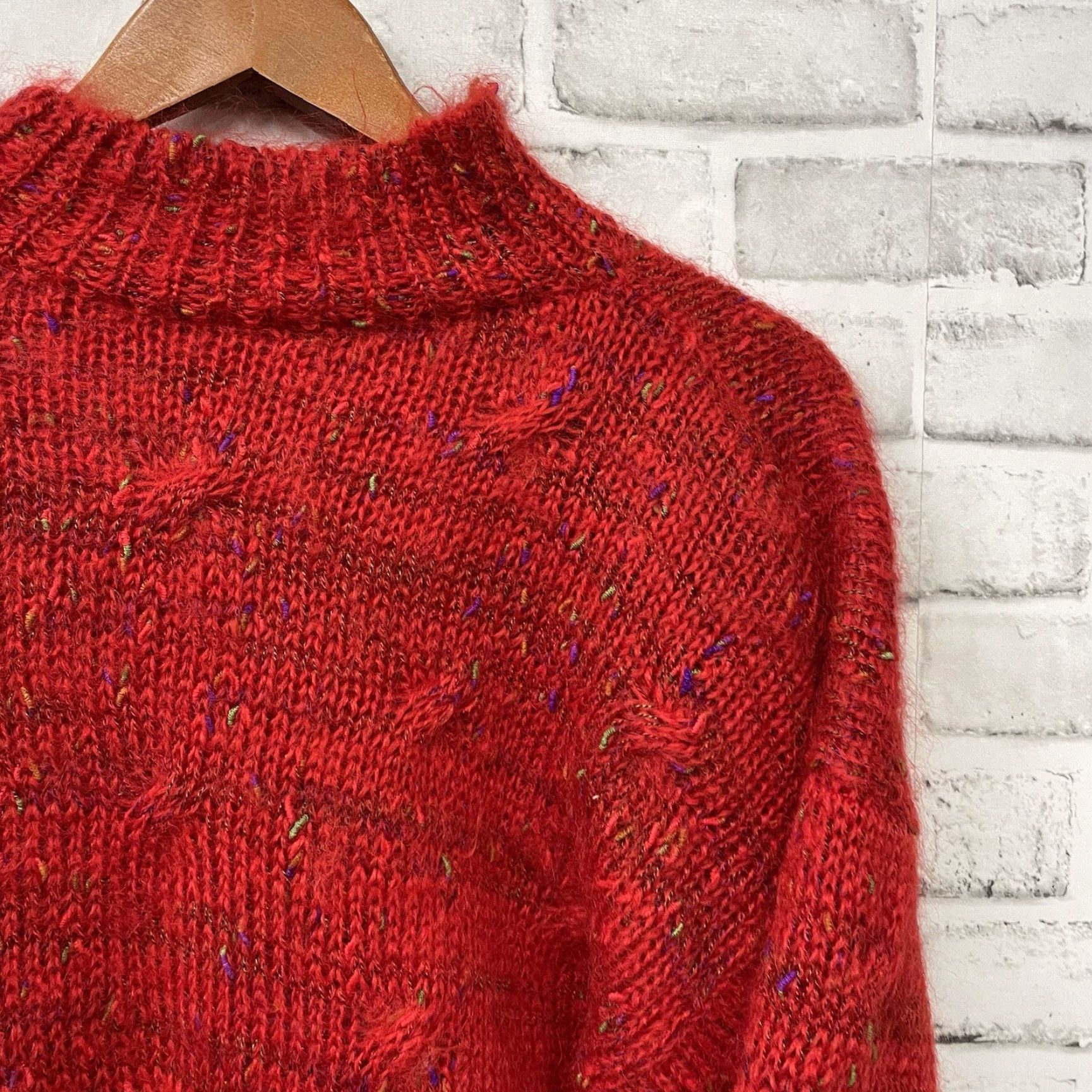 Vintage VINTAGE Pappas Designs Mohair Blend Red Pullover Sweater One Size Fits All Size ONE SIZE - 2 Thumbnail