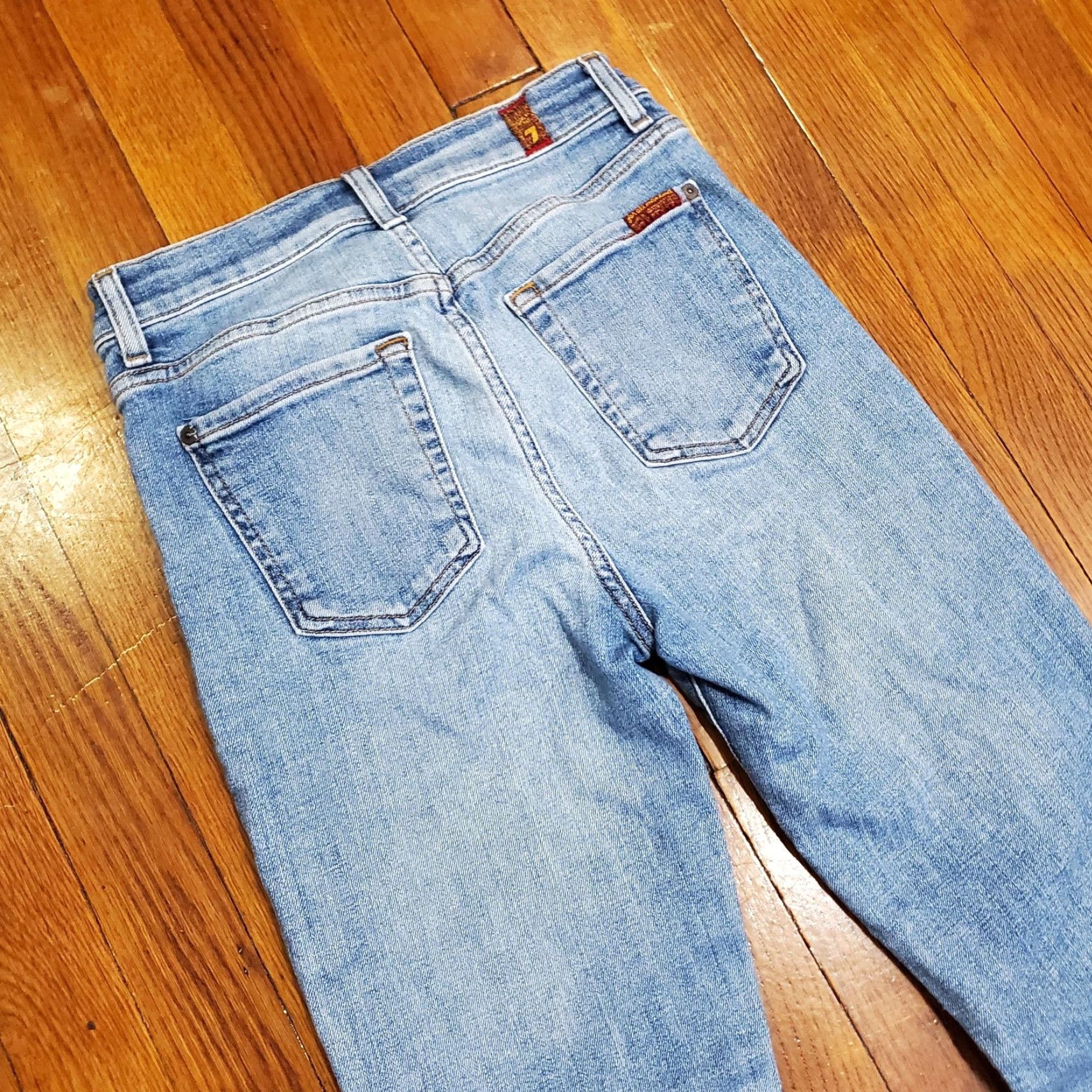 7 For All Mankind 7 For All Mankind Edie Jeans Womens 25 Blue Mid Rise Skinny Frayed Hem Crop Jeans Size 42" / US 20 - 3 Thumbnail