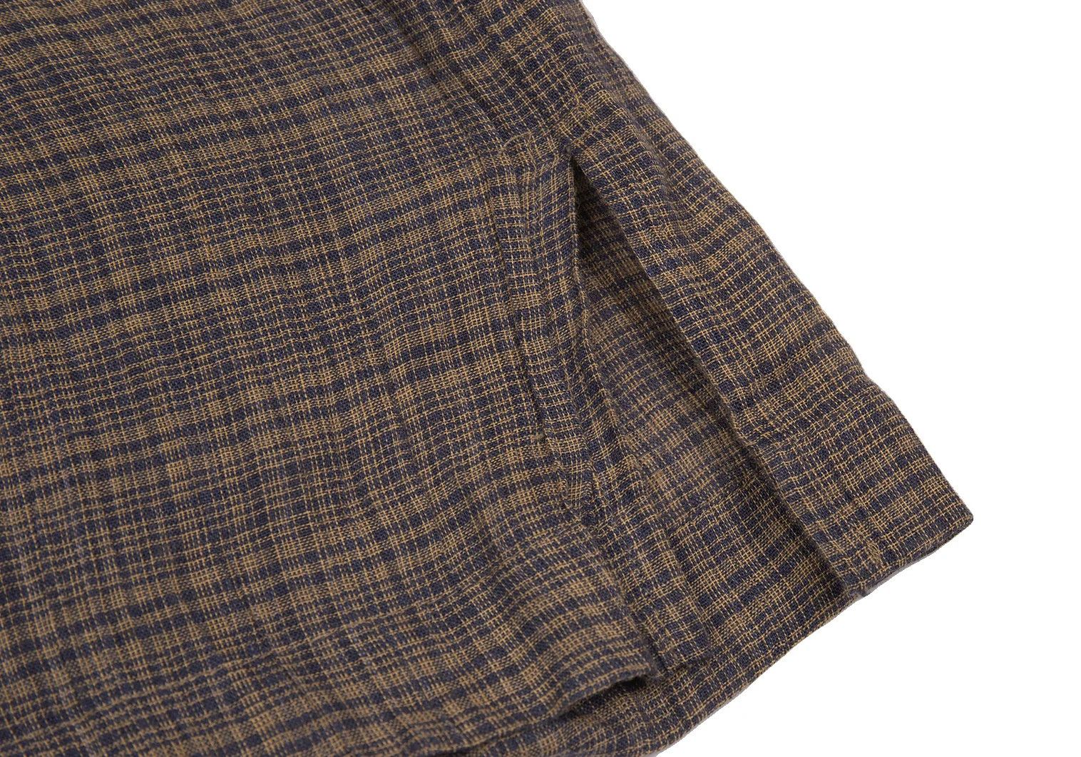 Issey Miyake Linen Check Band Collar Shirt in Beige and Blue, M Size US M / EU 48-50 / 2 - 10 Thumbnail