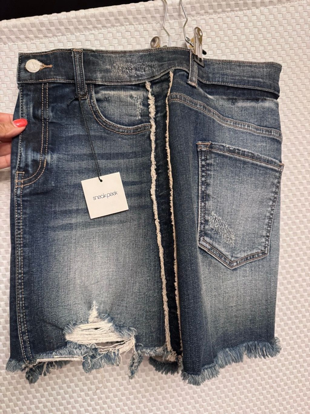 Sneaky Steve Sneak Peek Distressed Denim Mini Skirt Small Size 28" / US 6 / IT 42 - 4 Thumbnail