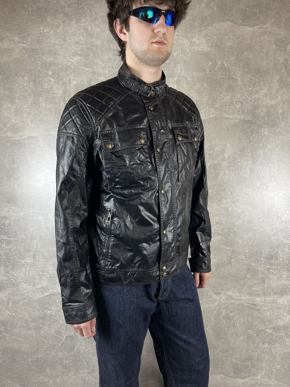 Belstaff Belstaff Waxed Cotton Quilted Biker Motorcycle Jacket Black Size US L / EU 52-54 / 3 - 4 Thumbnail