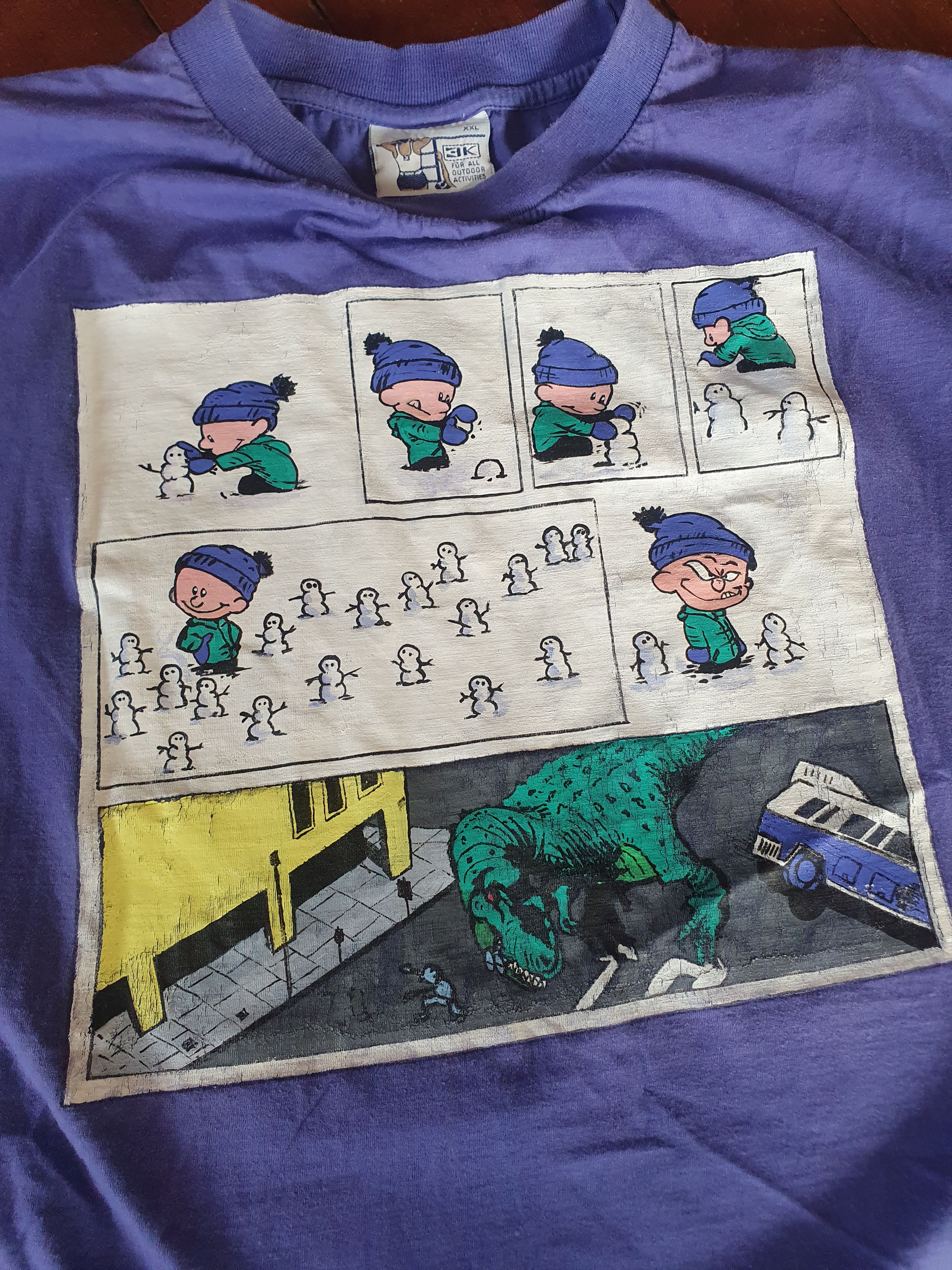 Anime × Vintage Calvin and Hobbes Snowman Comic Vintage t-shirt sz L/XL Size US L / EU 52-54 / 3 - 7 Thumbnail