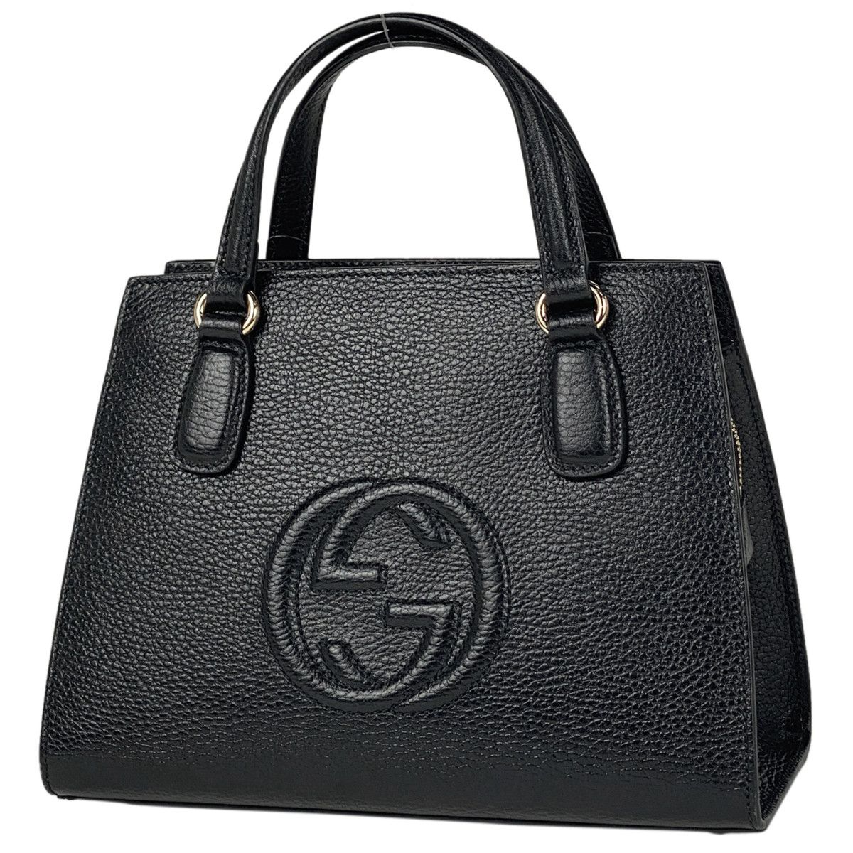 Gucci Soho Handbag 2way Shoulder Bag Interlocking G Leather Black