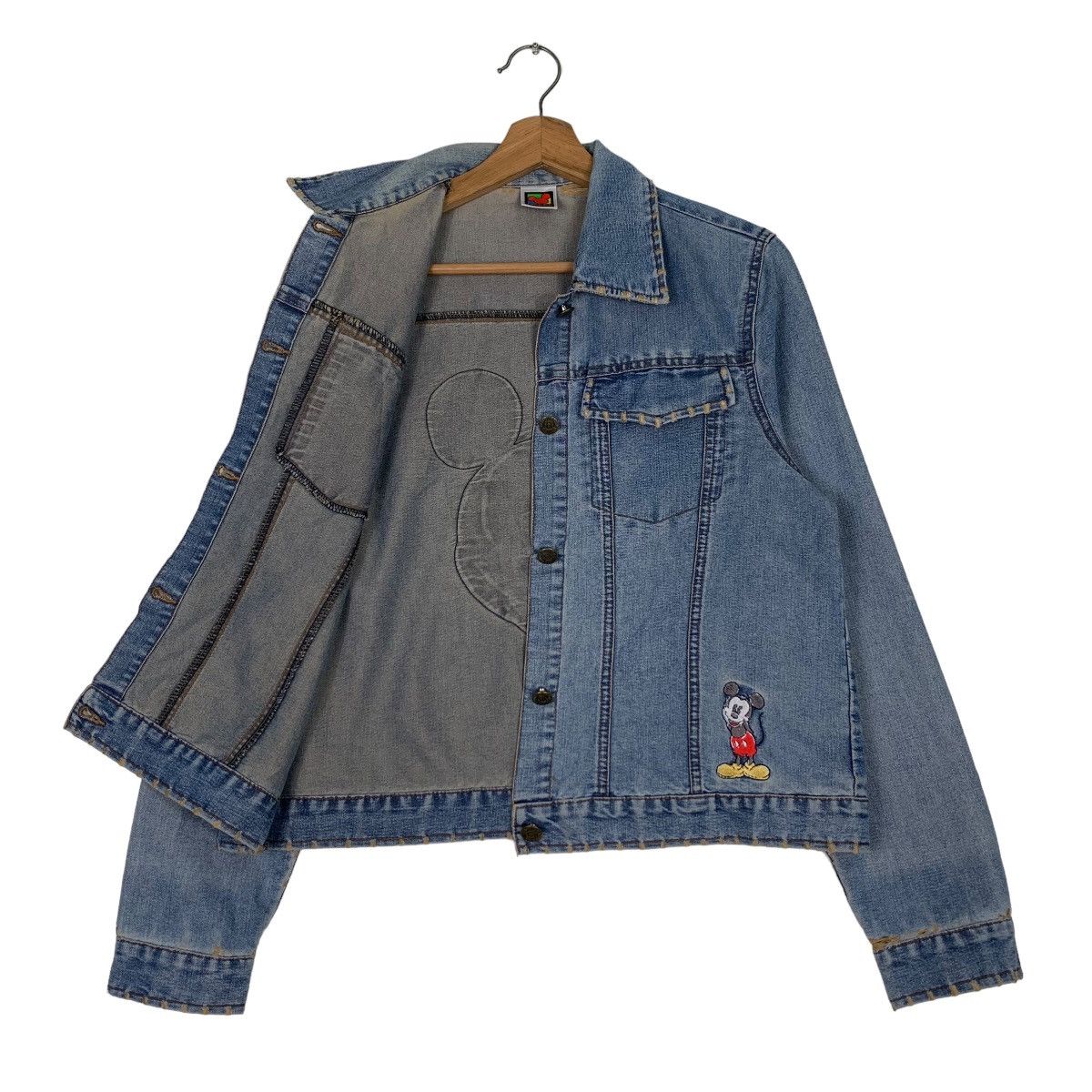 Disney Disney Mickey Mouse Big Face Logo Denim Jacket #0499-C23 Size M / US 6-8 / IT 42-44 - 9 Thumbnail