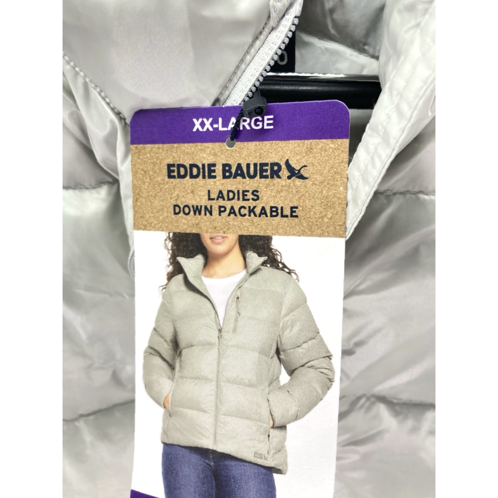 Eddie Bauer Down Puffer Jacket Coat Women 2XL Packable Full Zip