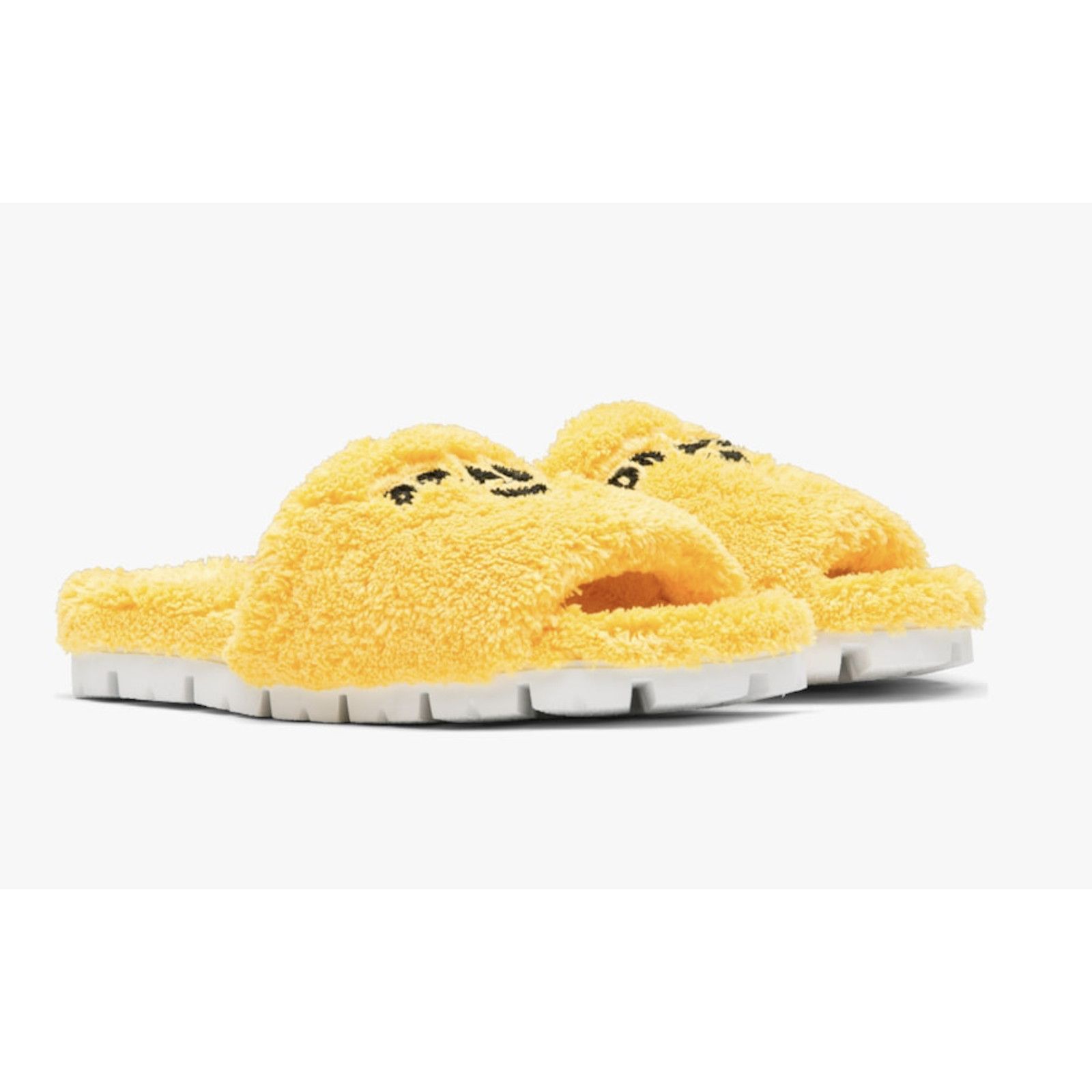 Prada Prada Yellow Terry Cloth Black Logo Slide Sandal Rubber Sole Size US 11 / IT 41 - 5 Thumbnail