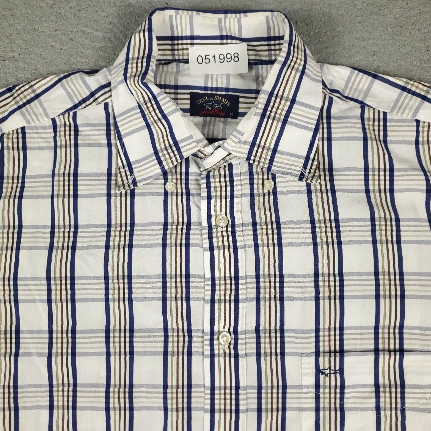 Paul & Shark Paul & Shark Button-Up Shirt Mens Size 43 Blue Plaid Short Sleeve Casual Workwear Size US XL / EU 56 / 4 - 2 Thumbnail