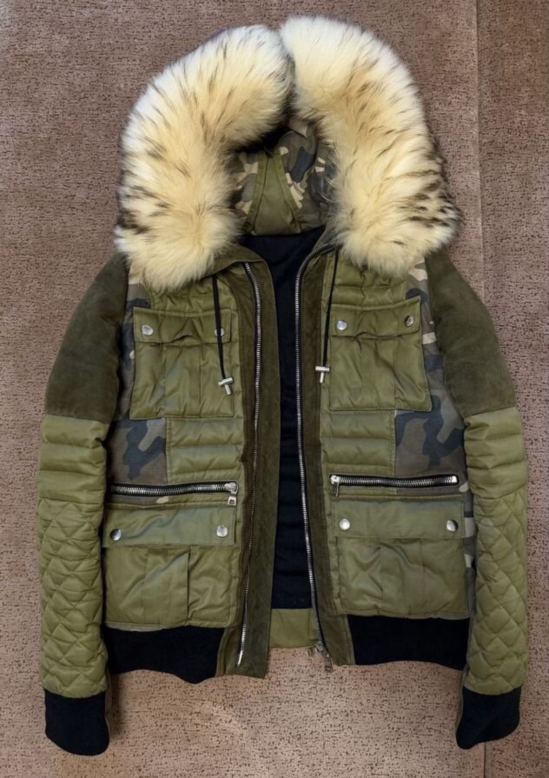 Balmain Camouflage Fur Jacket