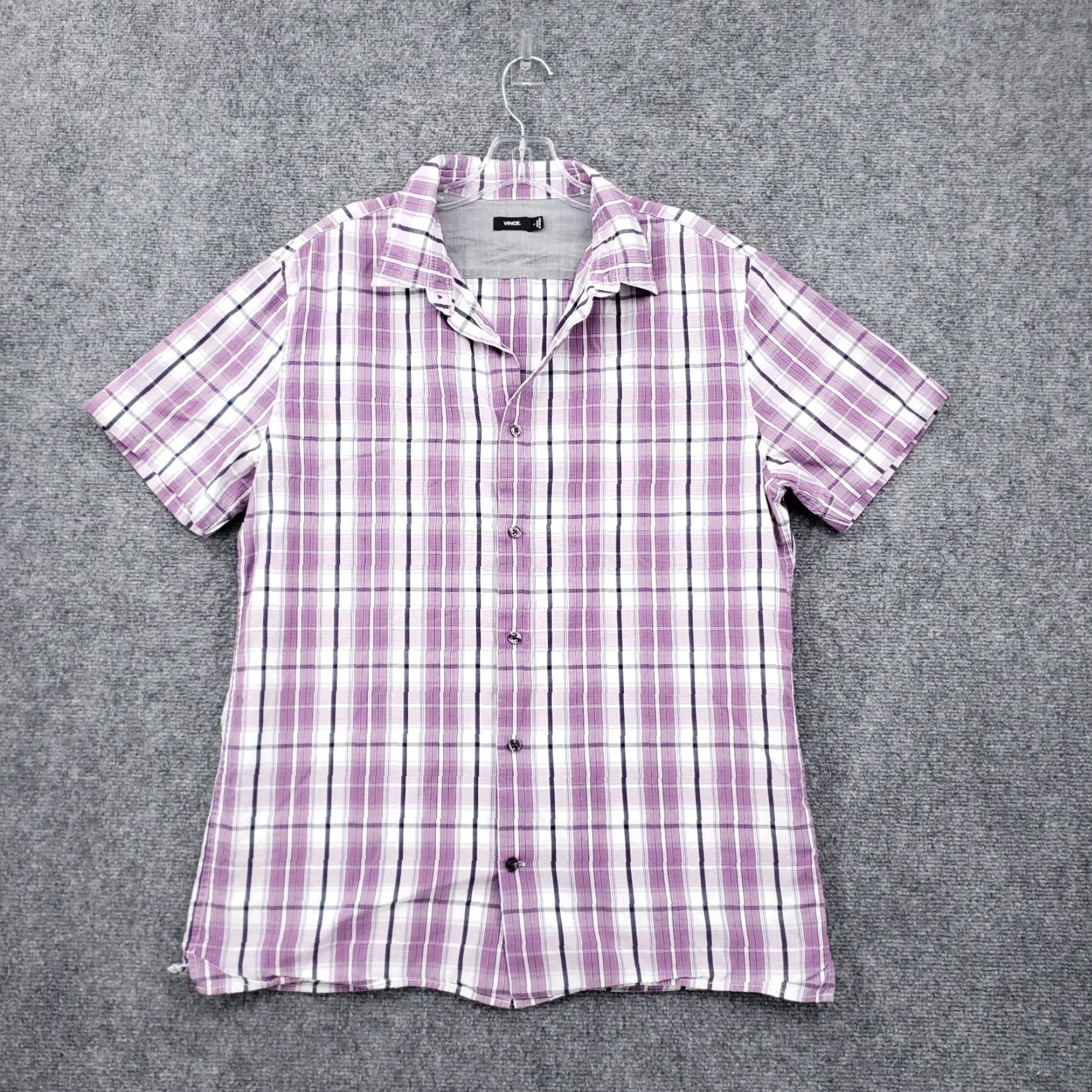 Vince Vince Shirt Mens L Large Button-Up Purple Plaid Short Sleeves Camp Casual Size US L / EU 52-54 / 3 - 2 Thumbnail