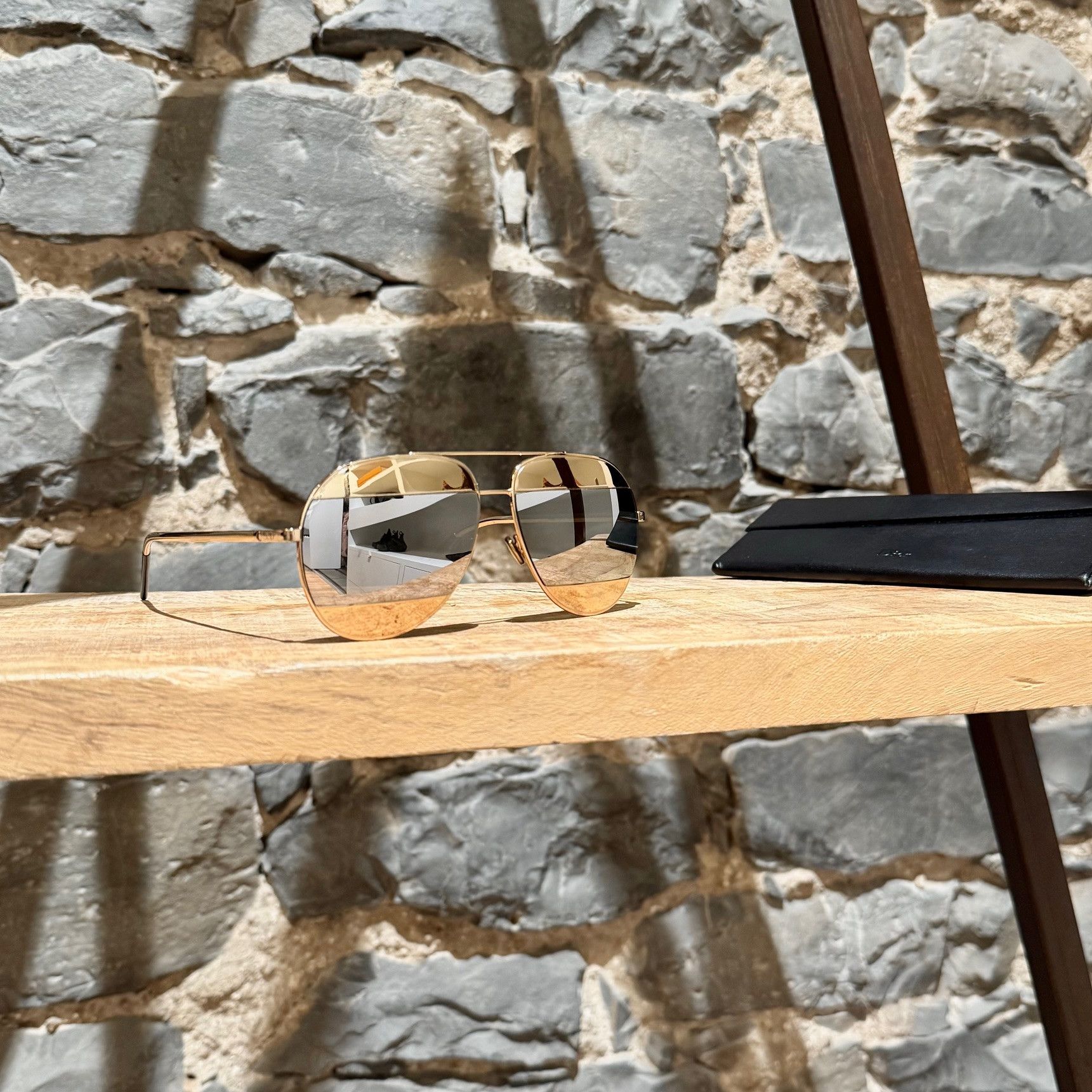 Dior Dior DiorSplit Gold Mirror Aviator Sunglasses Size ONE SIZE - 1 Thumbnail