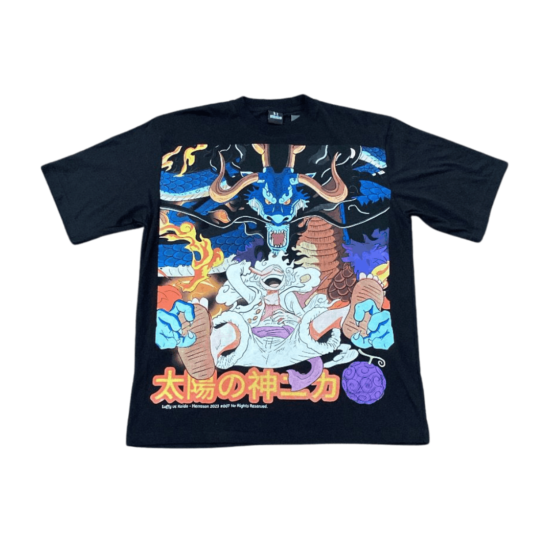 image of Anima x Tee Shirt Luffy Gear 5 Kaido One Piece Tee Anime T Shirt XL in Black, Men's