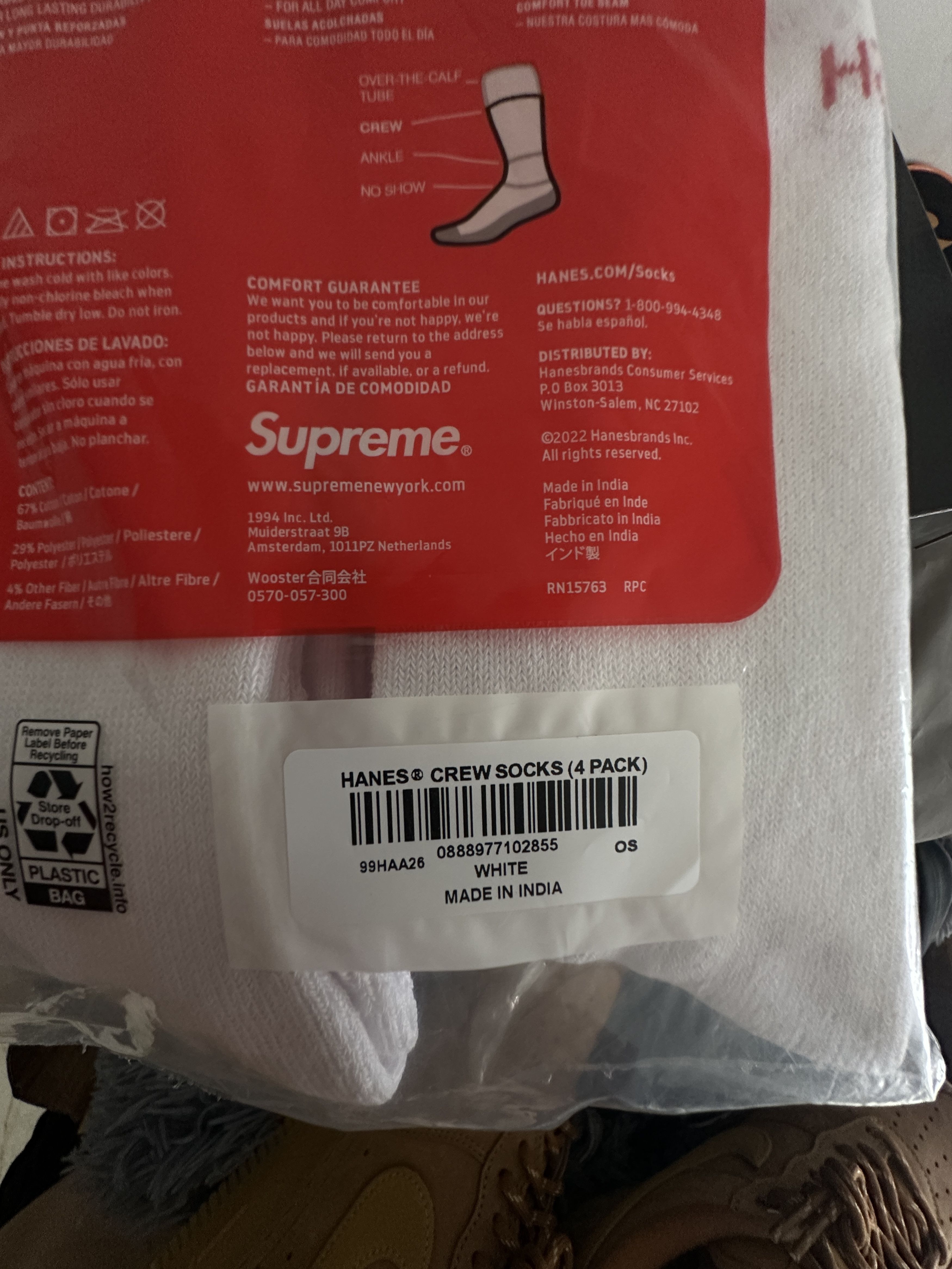 Supreme Supreme 4Pairs cushion crew socks Size ONE SIZE - 3 Thumbnail