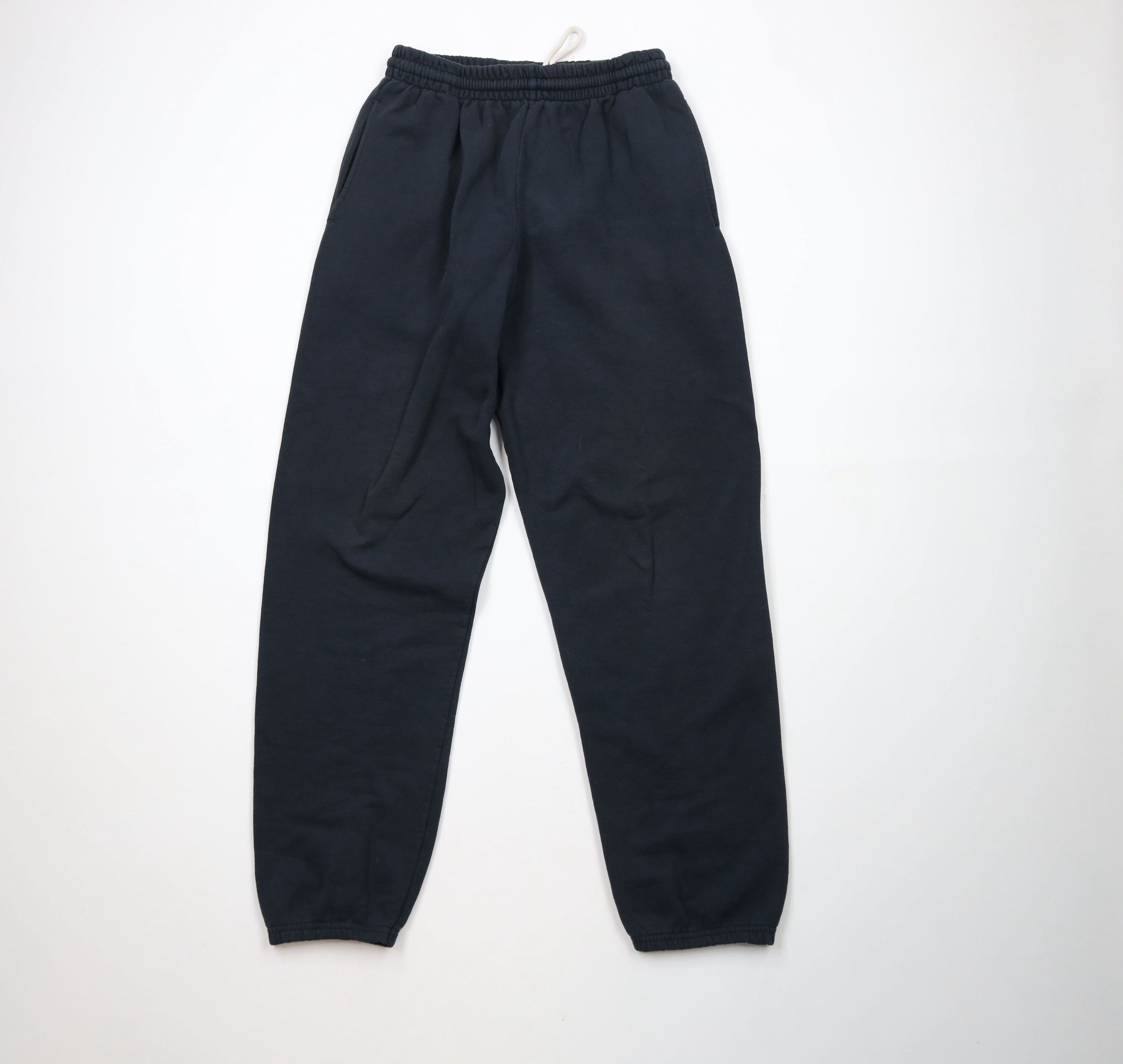 Vintage Vintage 90s Streetwear Blank Cuffed Sweatpants Joggers Black Size US 34 / EU 50 - 1 Thumbnail