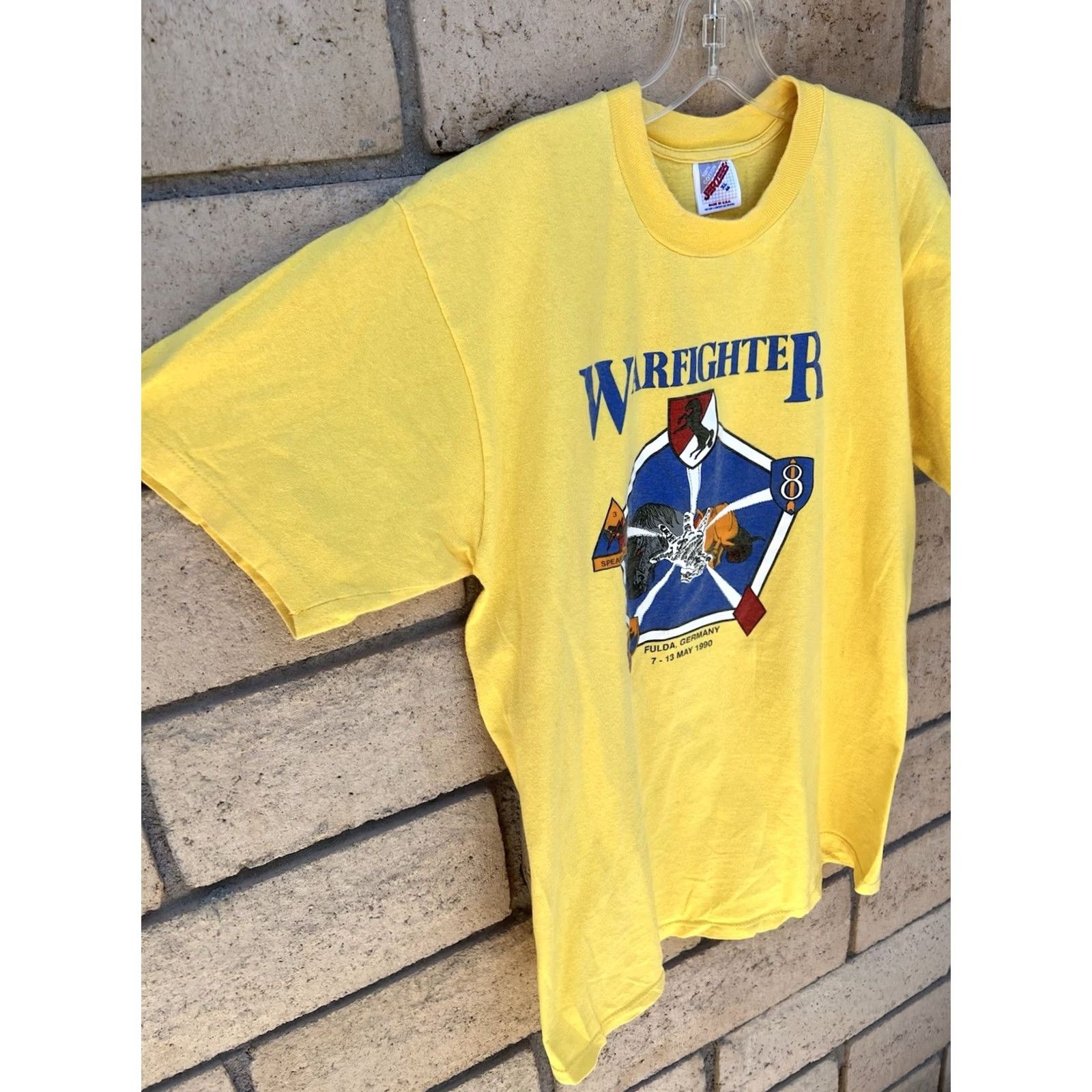 Jerzees VINTAGE Warfighter Fulda Germany 1990 T Shirt Jerzees Adult XL Yellow Military Exercise Jersey T-Shirt Men XS? Size US XL / EU 56 / 4 - 6 Thumbnail