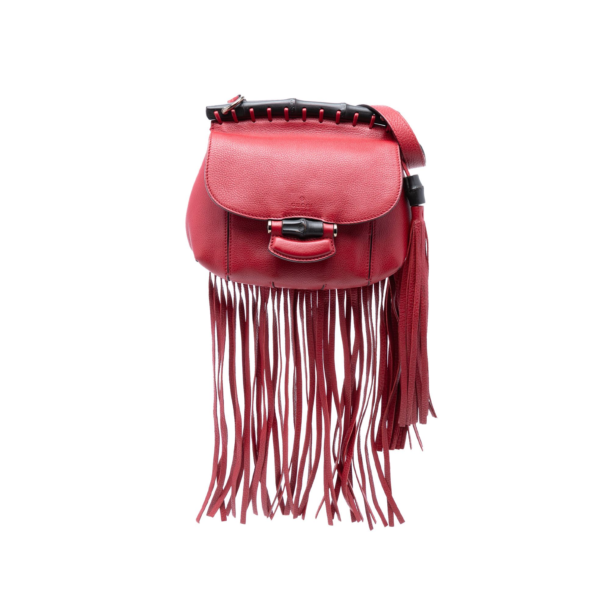 Gucci Gucci Small Suede Bamboo Nouveau Fringe Crossbody Size ONE SIZE - 1 Thumbnail