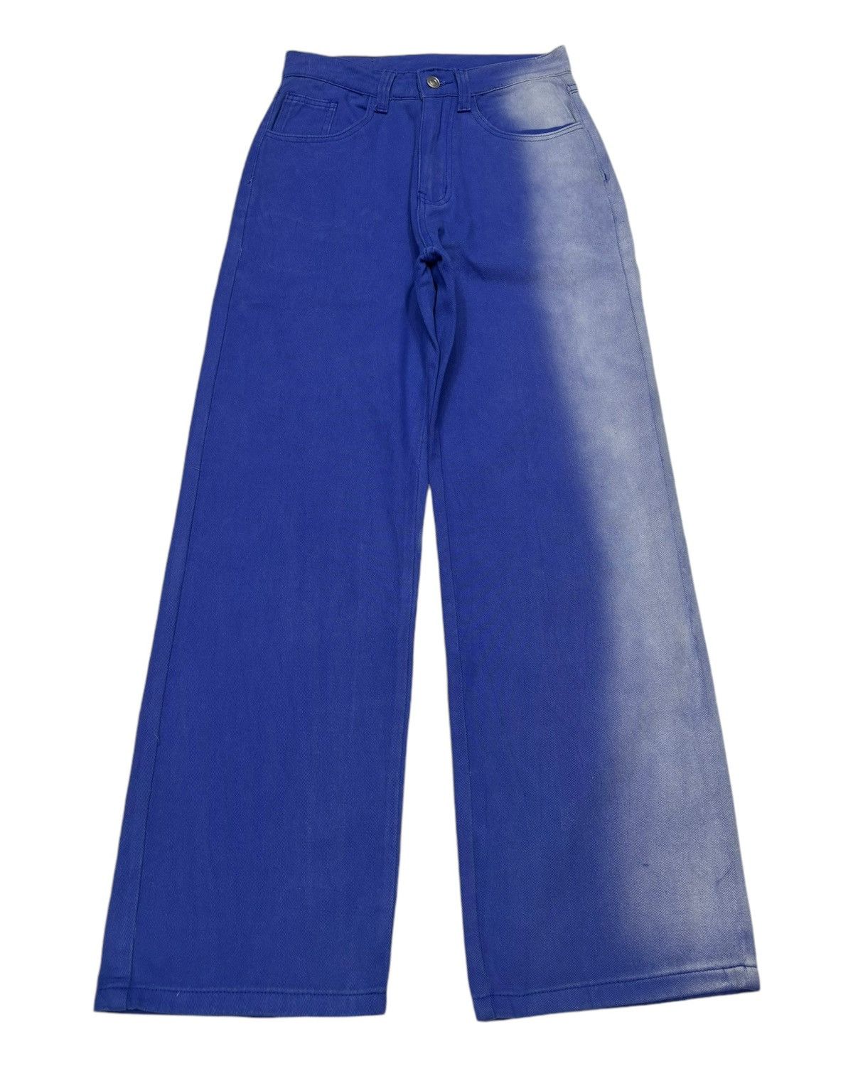 Designer 🔥 "MHZCNC" Studios Rare Faded Blue Wide Baggy Denim Jeans Size US 27 - 1 Thumbnail