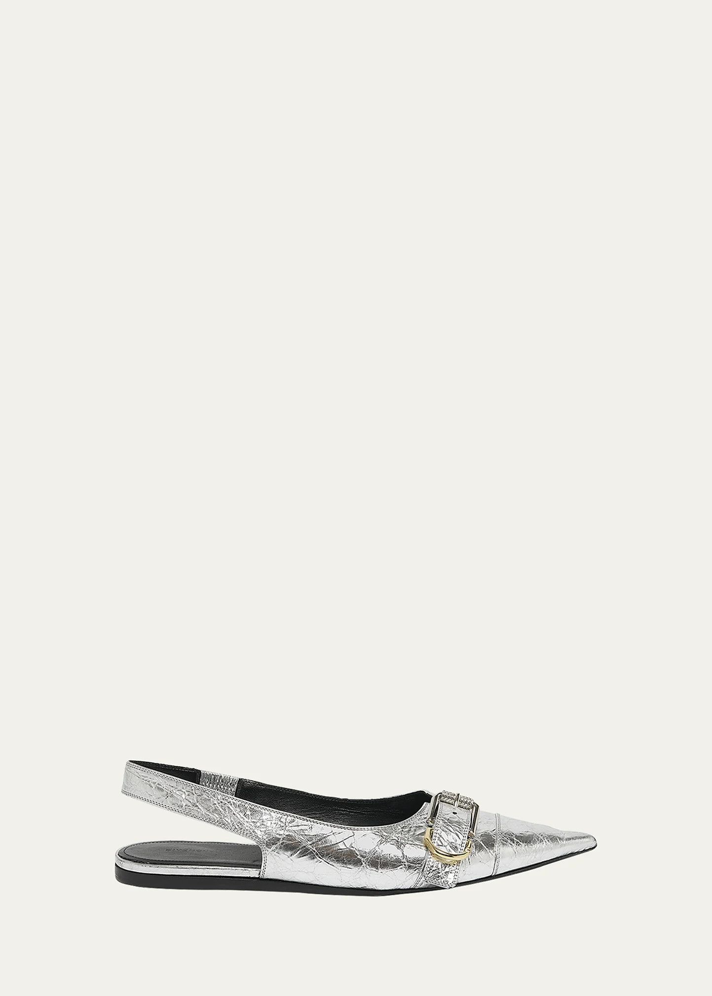 o1srvl11e0525 Voyou Metallic Buckle Ballerina Flats