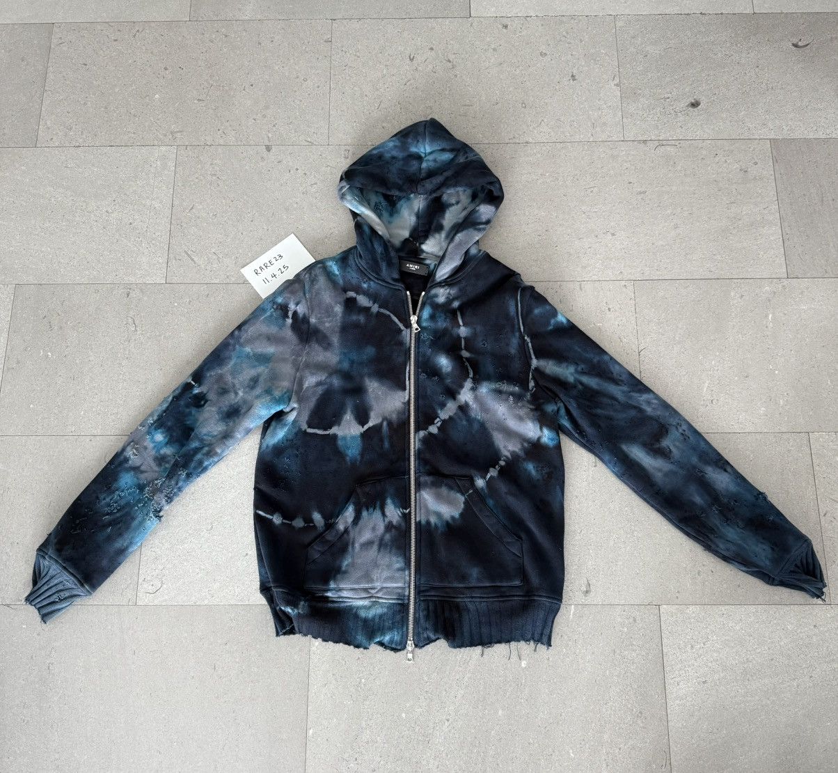 Amiri Amiri Navy Blue Dye Scattering Zip Hoodie Size US XL / EU 56 / 4 - 1 Thumbnail